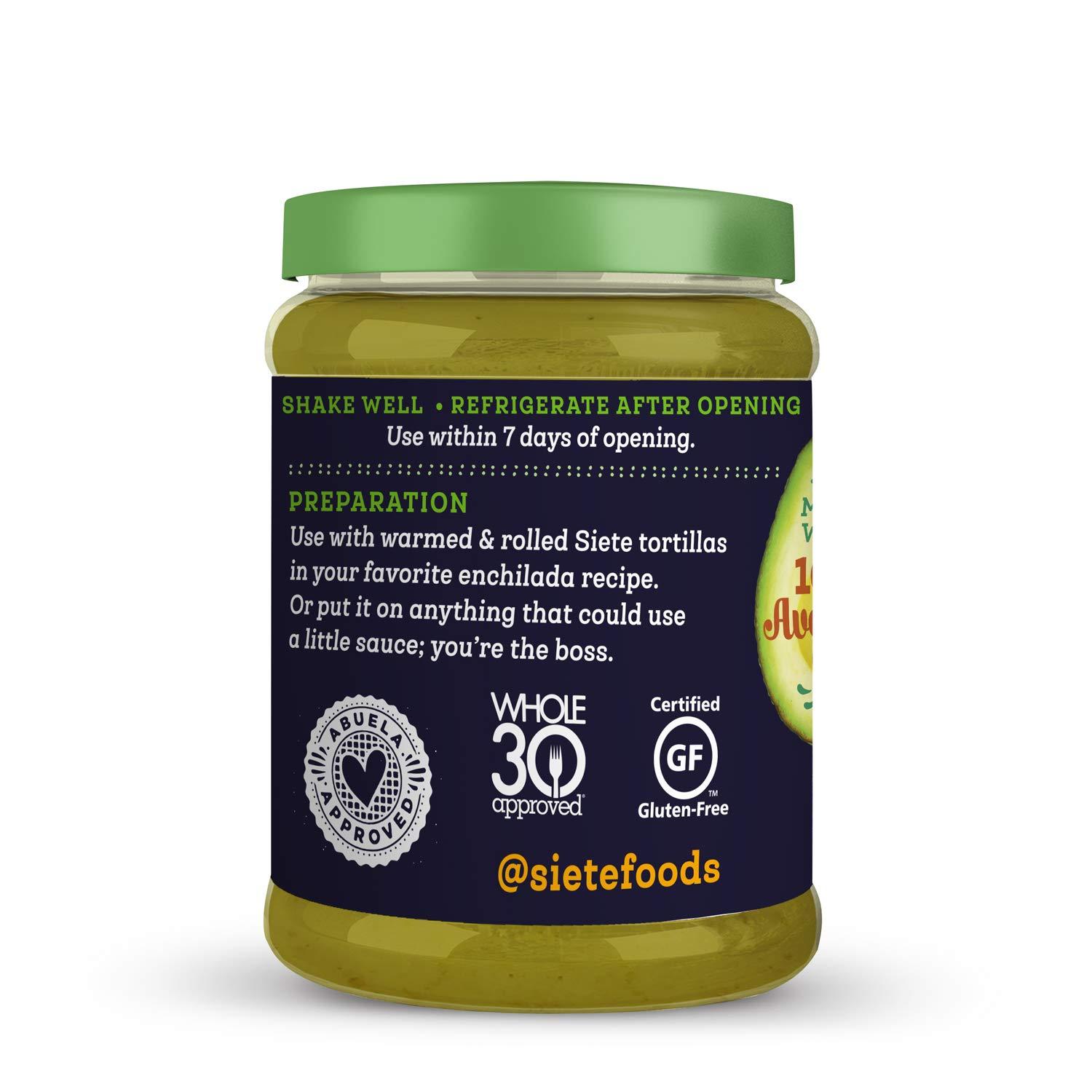 Siete Green Enchilada Sauce Whole30, Vegan, Paleo, Grain Free, Dairy