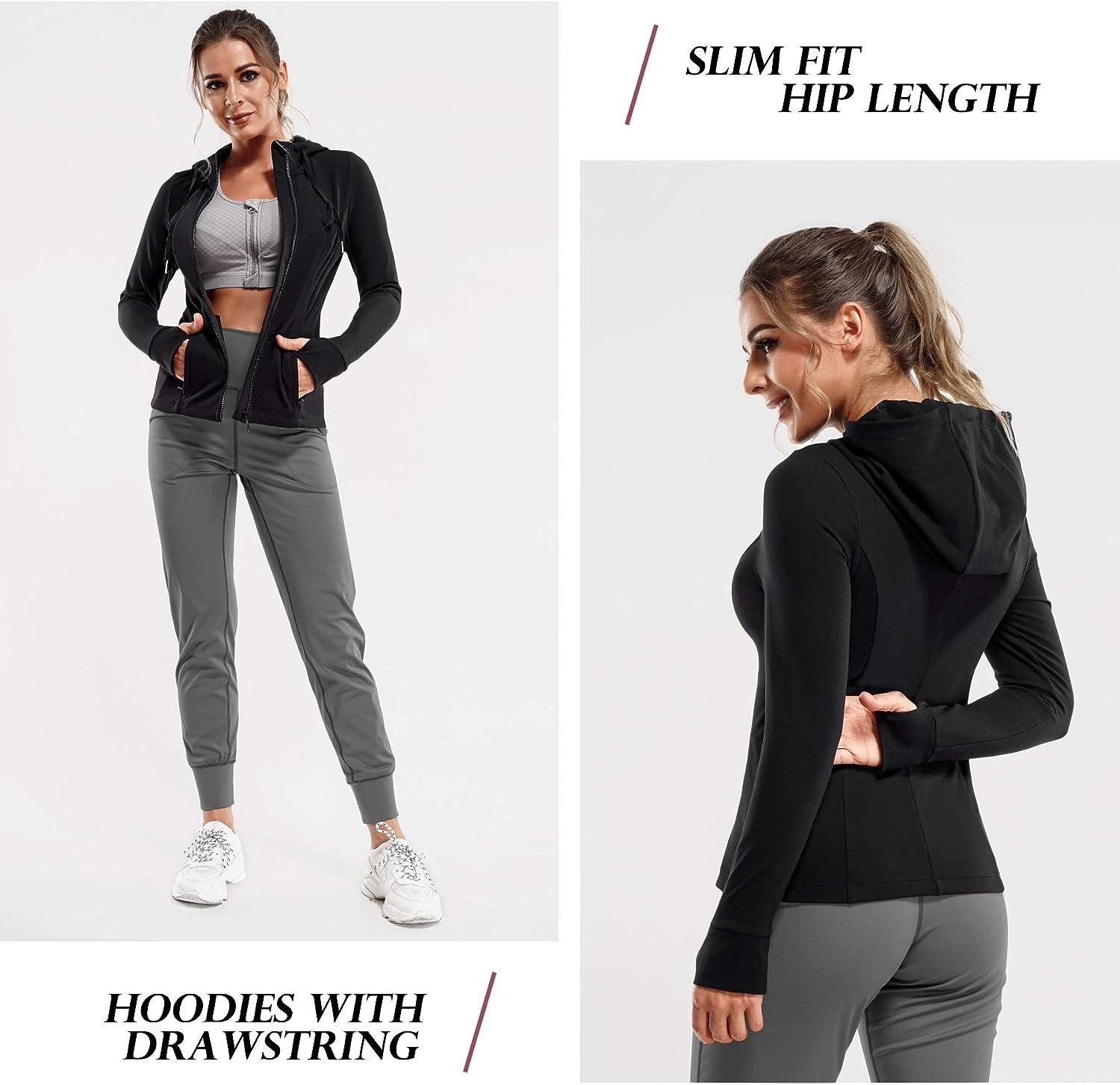 TrainingGirl Women Full Zip Workout Sports Jackets Slim Fit Long