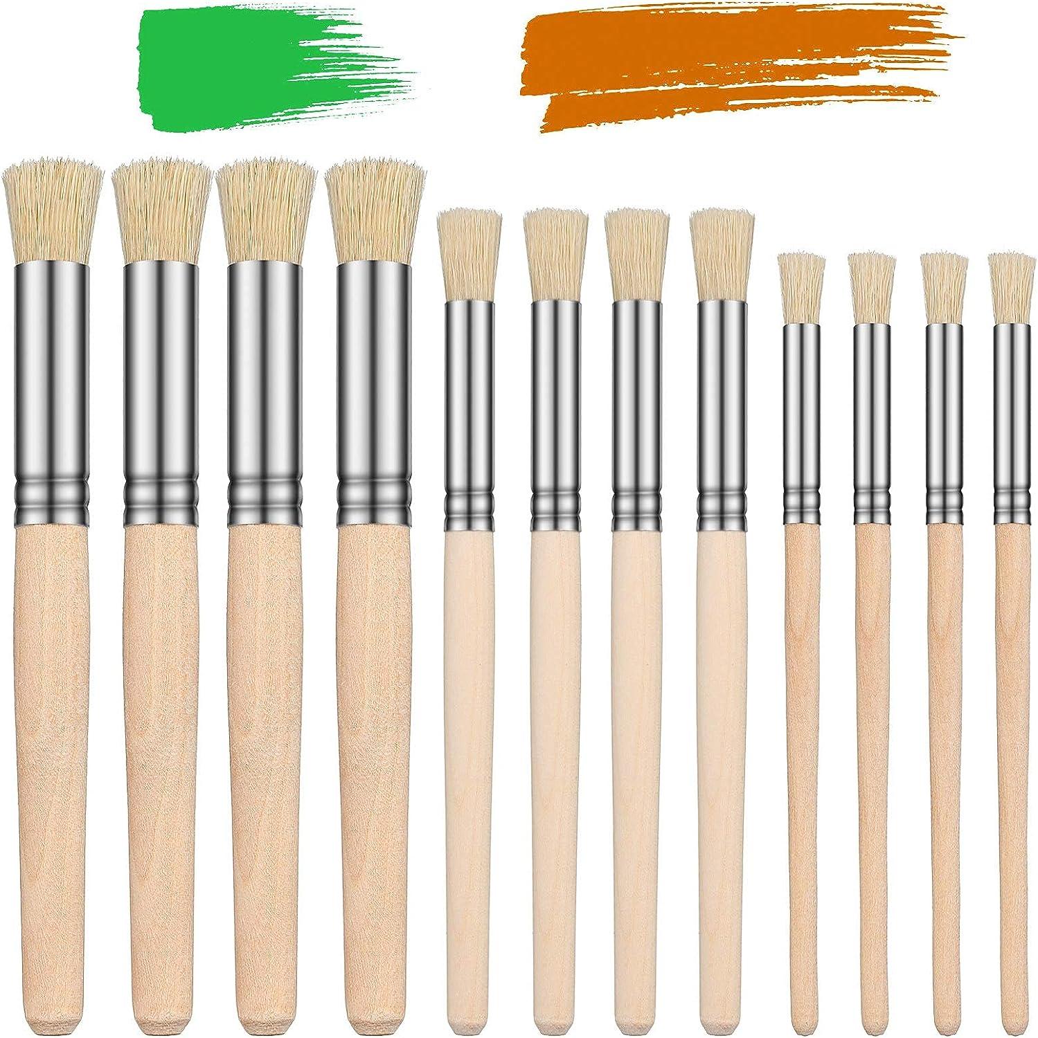 Wooden Stencil Brushes Natural Stencil Bristle Brushes Dome Art Painting  Brushes Wood Paint Template Brush for Acrylic Oil Watercolor Art Painting  DIY Crafts Card Making Supplies 3 Sizes (6 Pieces)