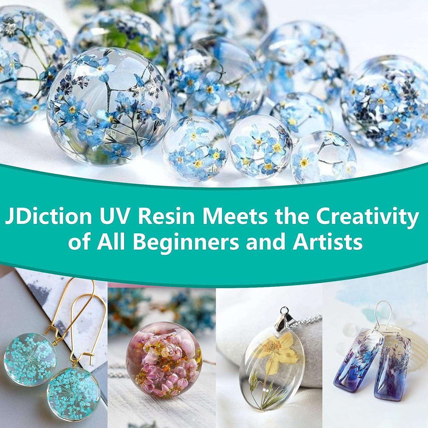 JDiction New UV Resin Kit with Light Crystal Clear Hard Resin Sunlight  Curing UV Resin Beginner Kit for Jewelry Doming Coating and Casting DIY  Craft New Style