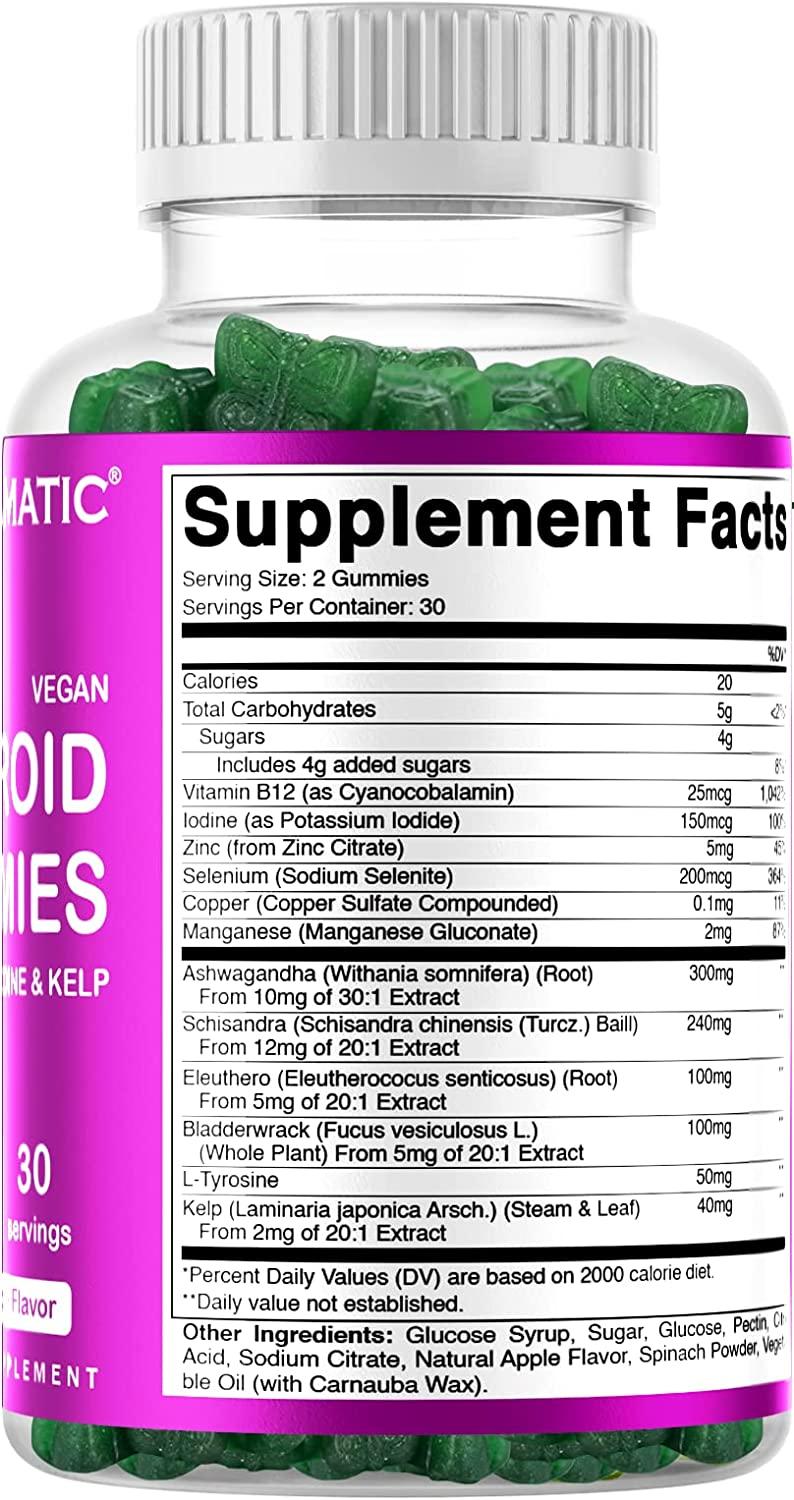 Vitamatic Vegan Thyroid Support Gummies with Iodine Kelp 60 Count