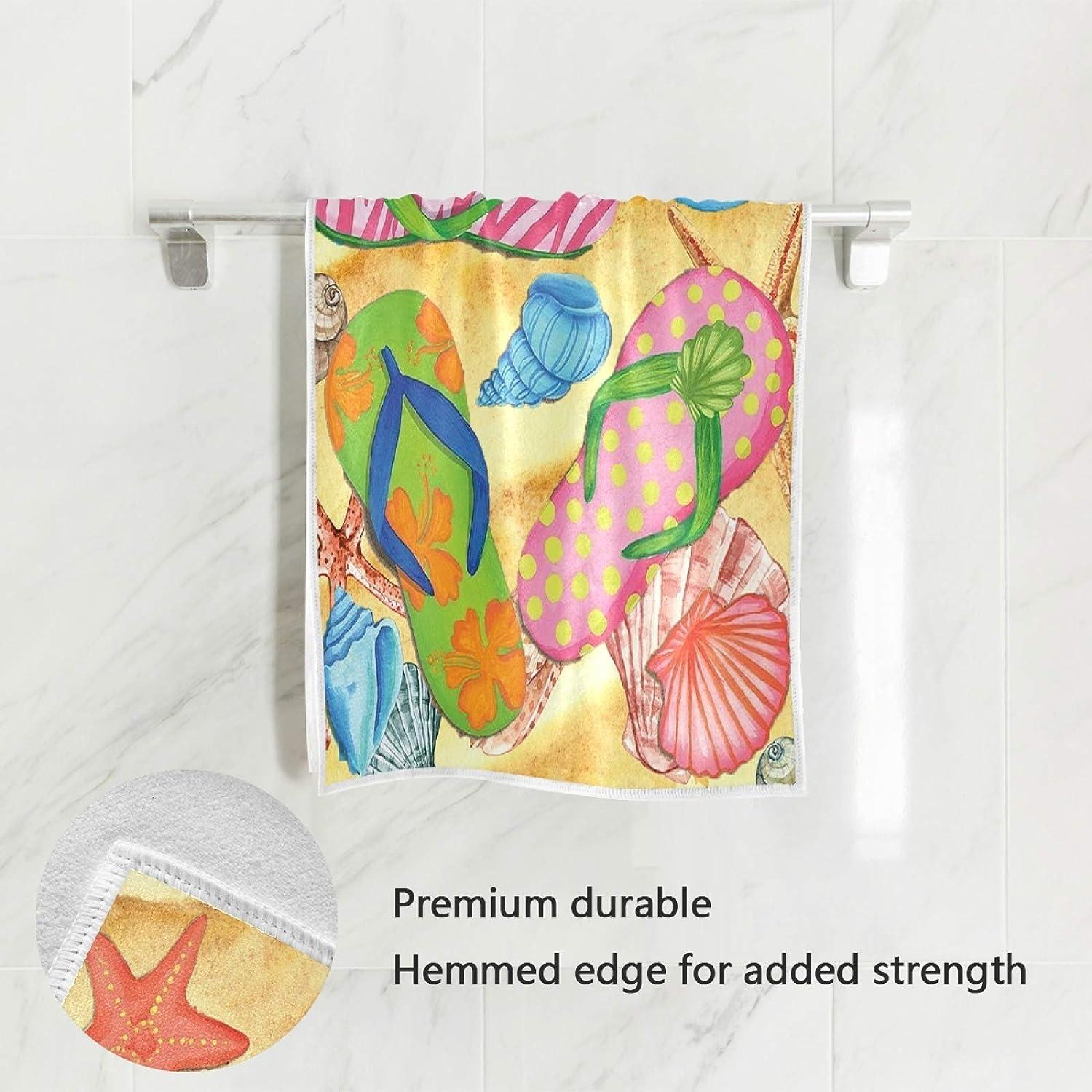 Vdsrup Beach Flip Flops Hand Towels Starfish Seashells Summer