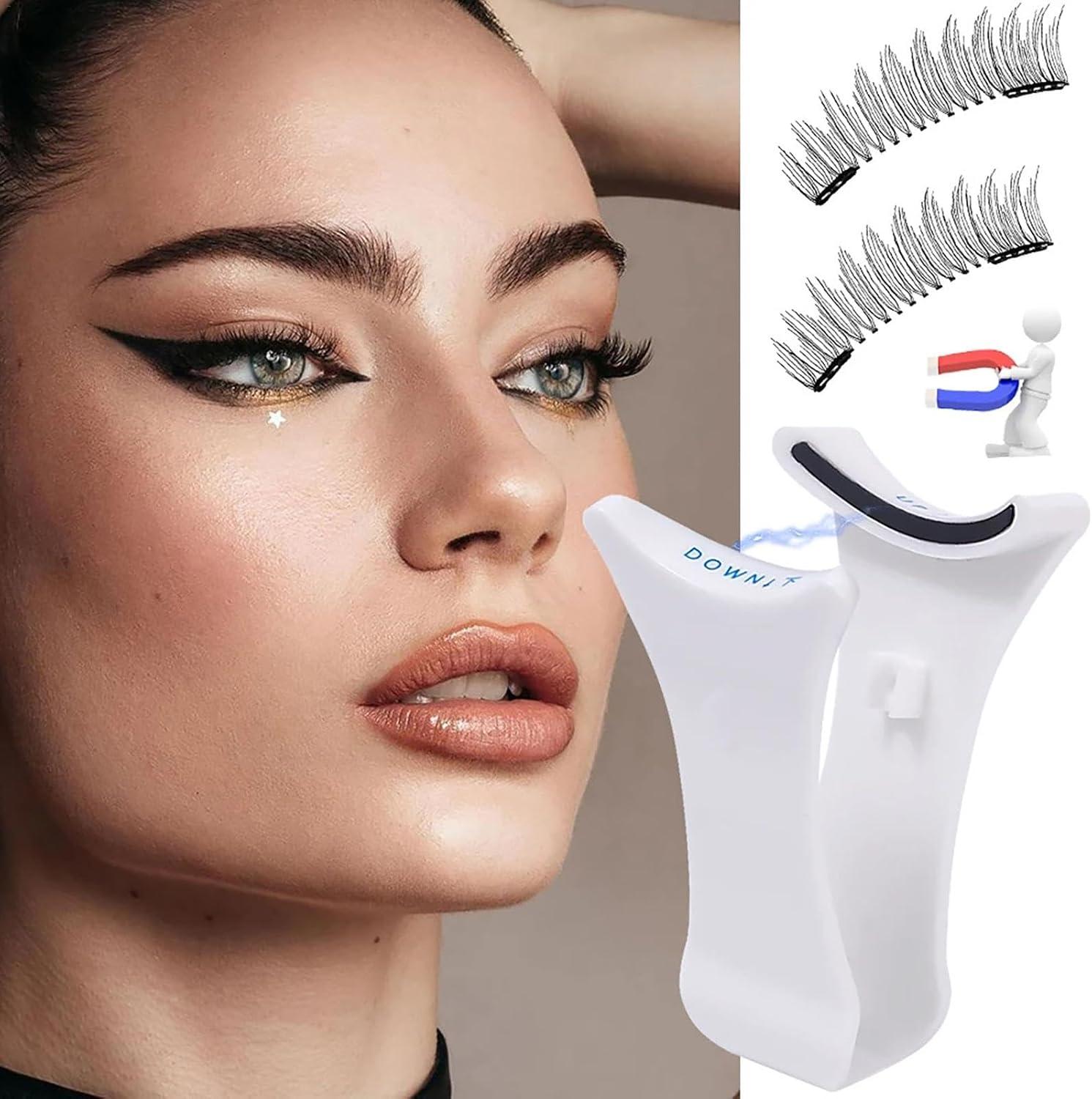 Magnetic Eyelashes 2 Pair Long-Lasting Eyelashes No Glue Natural Looking Lashes Kit 3D Reusable Fake Eye Lash with Applicator No Glue Eyelashes for Women | Buy Now with Express International Delivery |