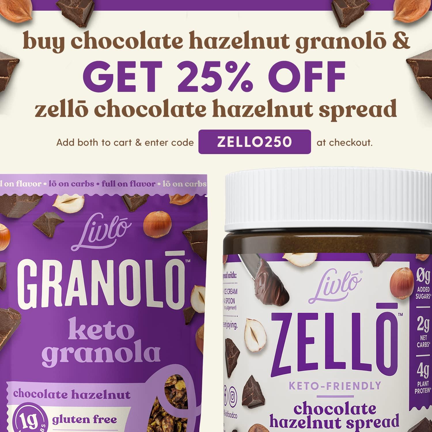 Livlo Chocolate Hazelnut Keto Granola 1g Net Carbs Grain Free