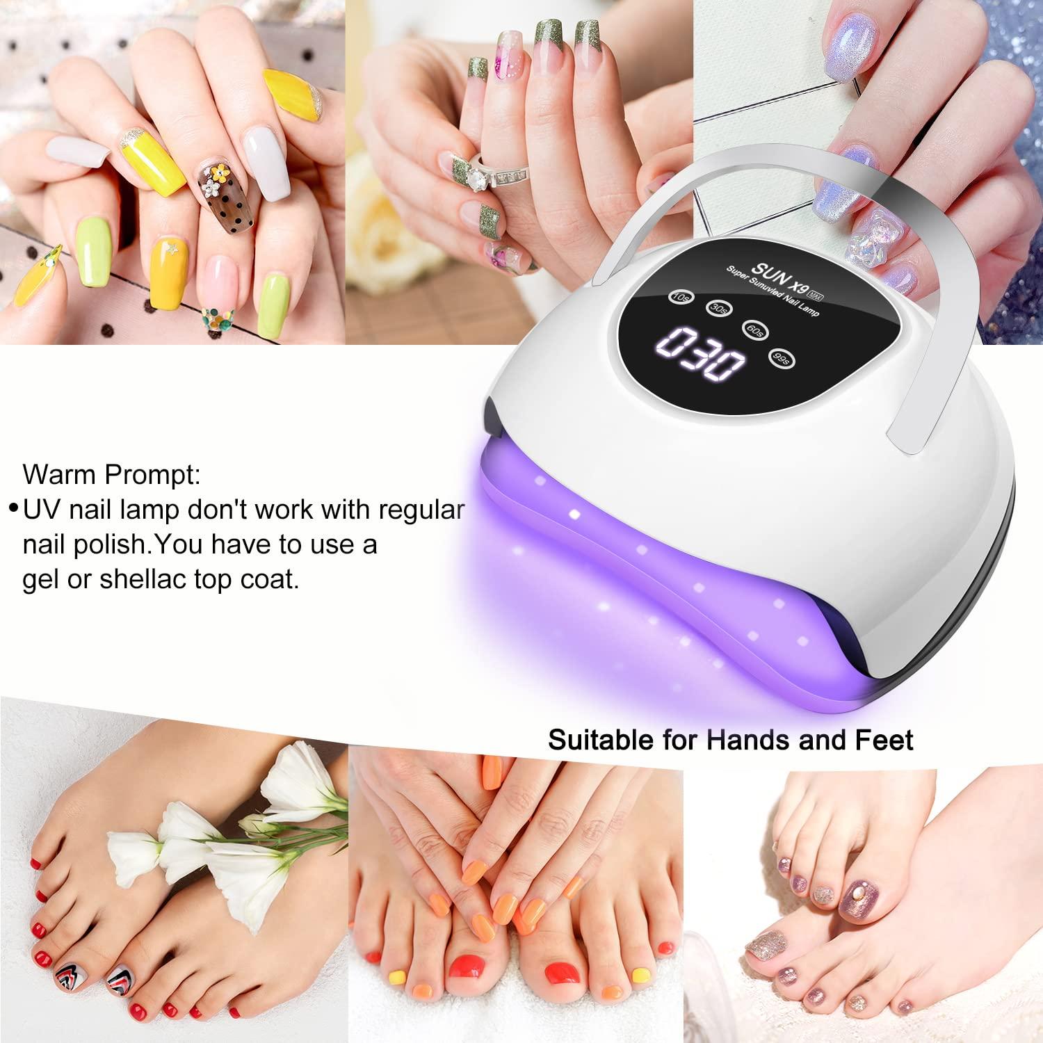 UV LED Nail Lamp 220W LED Lamp for Gel Nails Fast Curing Nail Dryer with  57pcs Lamp Beads 4 Timers Professional Gel UV Light for Nails Home Salon  Nail Art Tools White