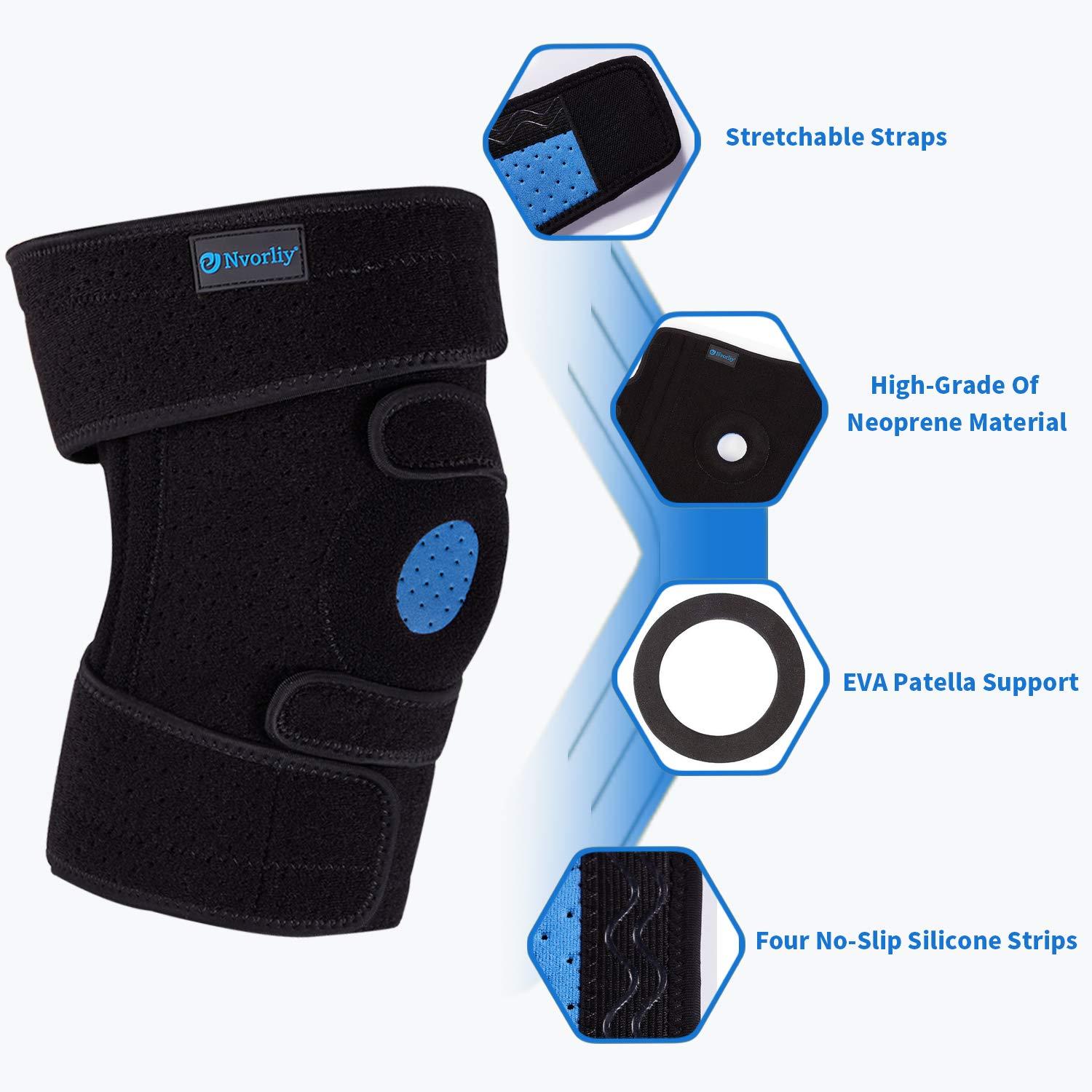 Nvorliy Plus Size Adjustable Knee Brace - Lengthened and Widened Design,  Extra Large Open Patella Knee Support for Running, Sports, Arthritis, ACL,  LCL, MCL, Pain Relief, Fit Women & Men (3XL/4XL, Black)