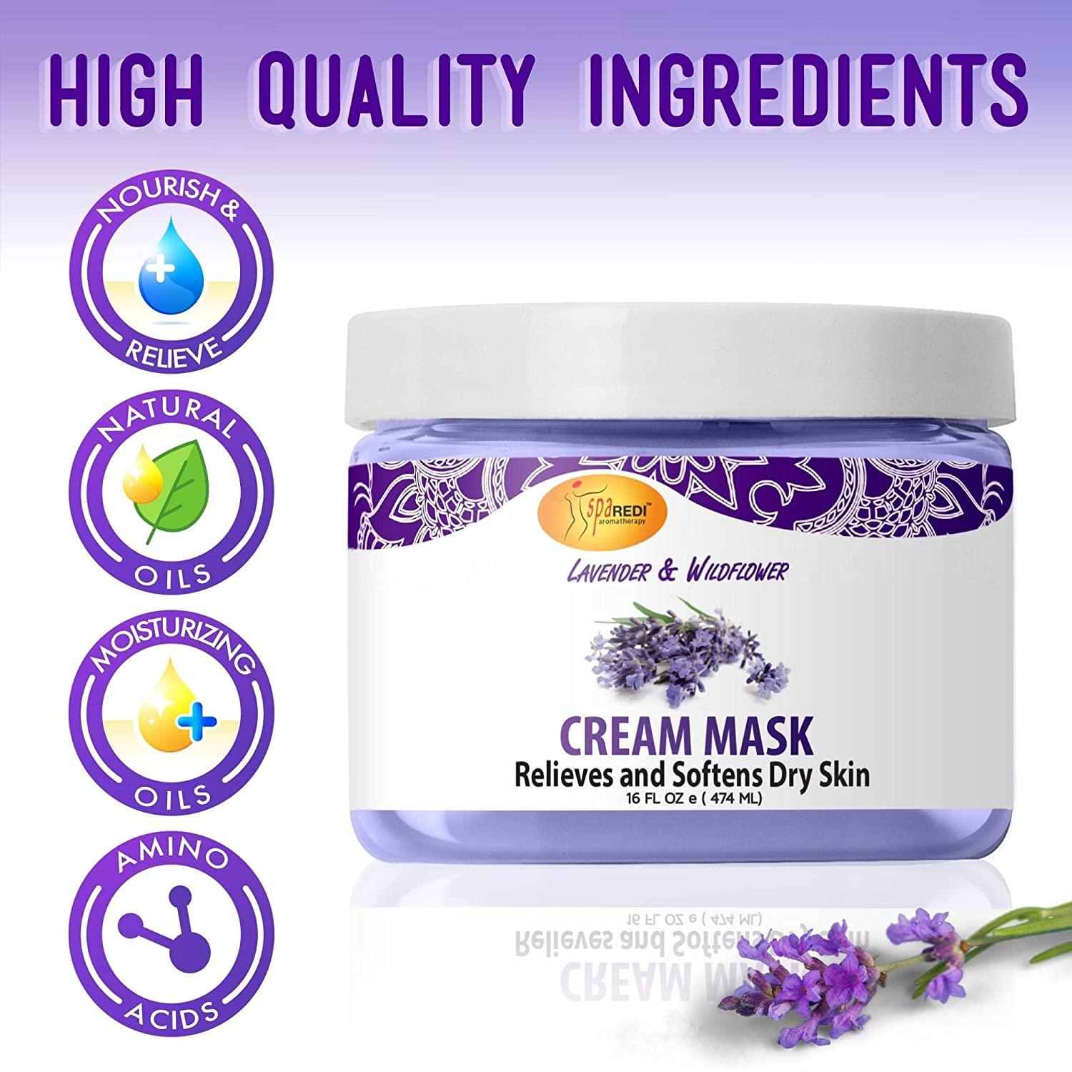 SPA REDI Body and Foot Cream Mask, Lavender and Wildflower, 16 Oz