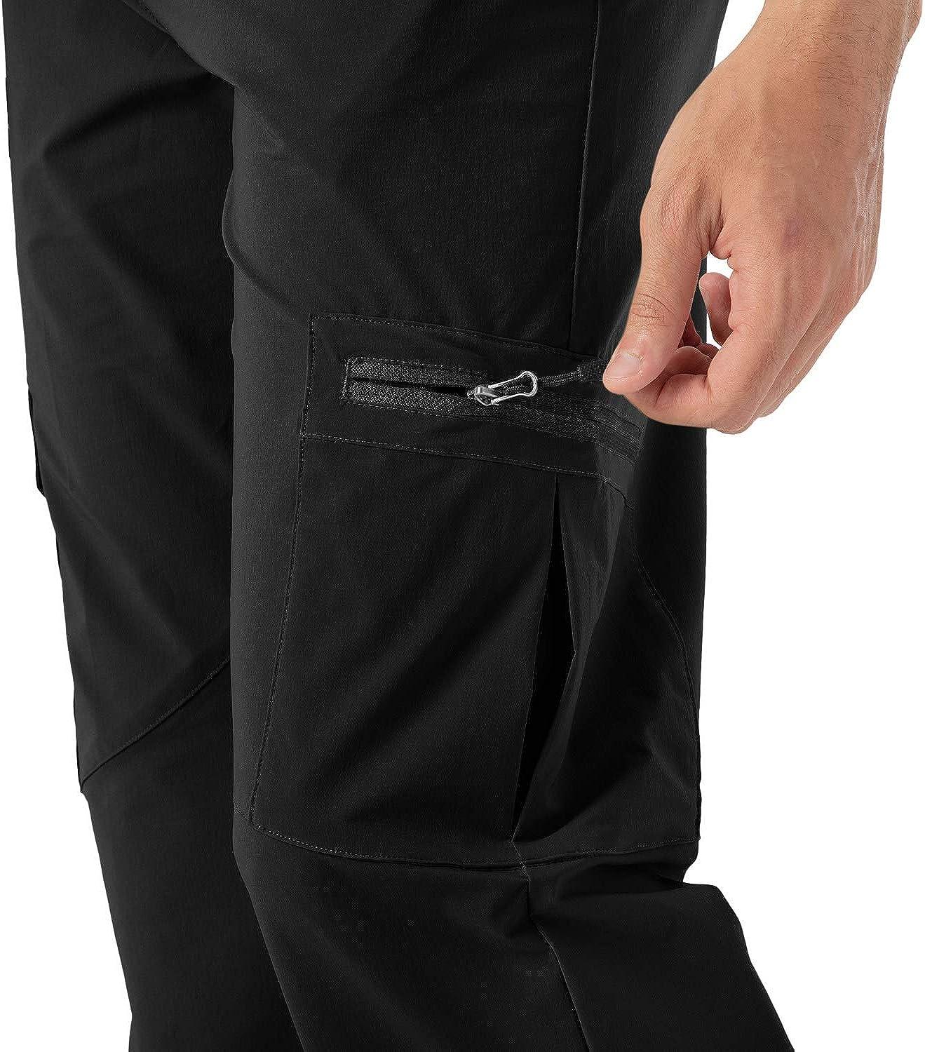 Rdruko Men's Stretch Hiking Work Pants Water Resistant Lightweight Outdoor  Mountain Pants 6 Pockets Black 36