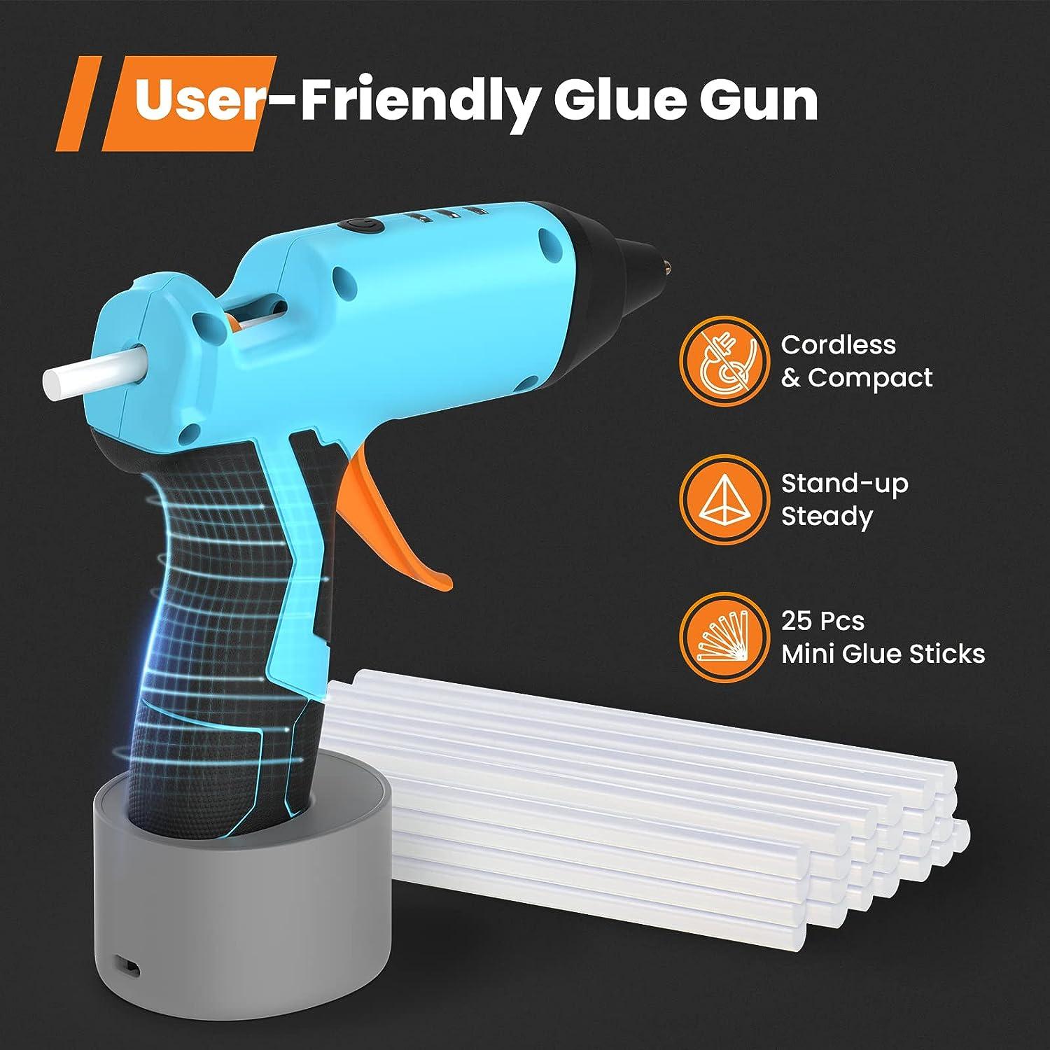Cordless Hot Glue Gun, GoGonova 15s Fast Preheating Auto Dripless Glue Gun,  5Ah USB-C Rechargeable Hot Glue Gun Kit with 25 Pcs Premium Mini Glue