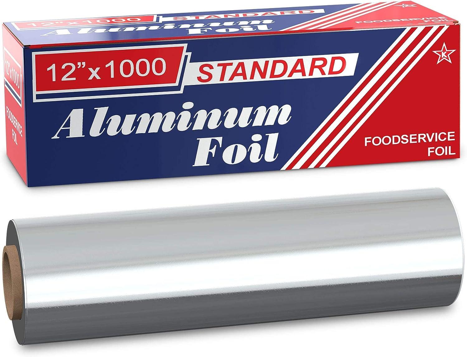 Ox Plastics Standard Premium Aluminum Foil, 12x1000 Feet Long, Industrial  Size and Strength, Commercial Grade & Length Foil Wrap for Food Service  Industry and Home Use