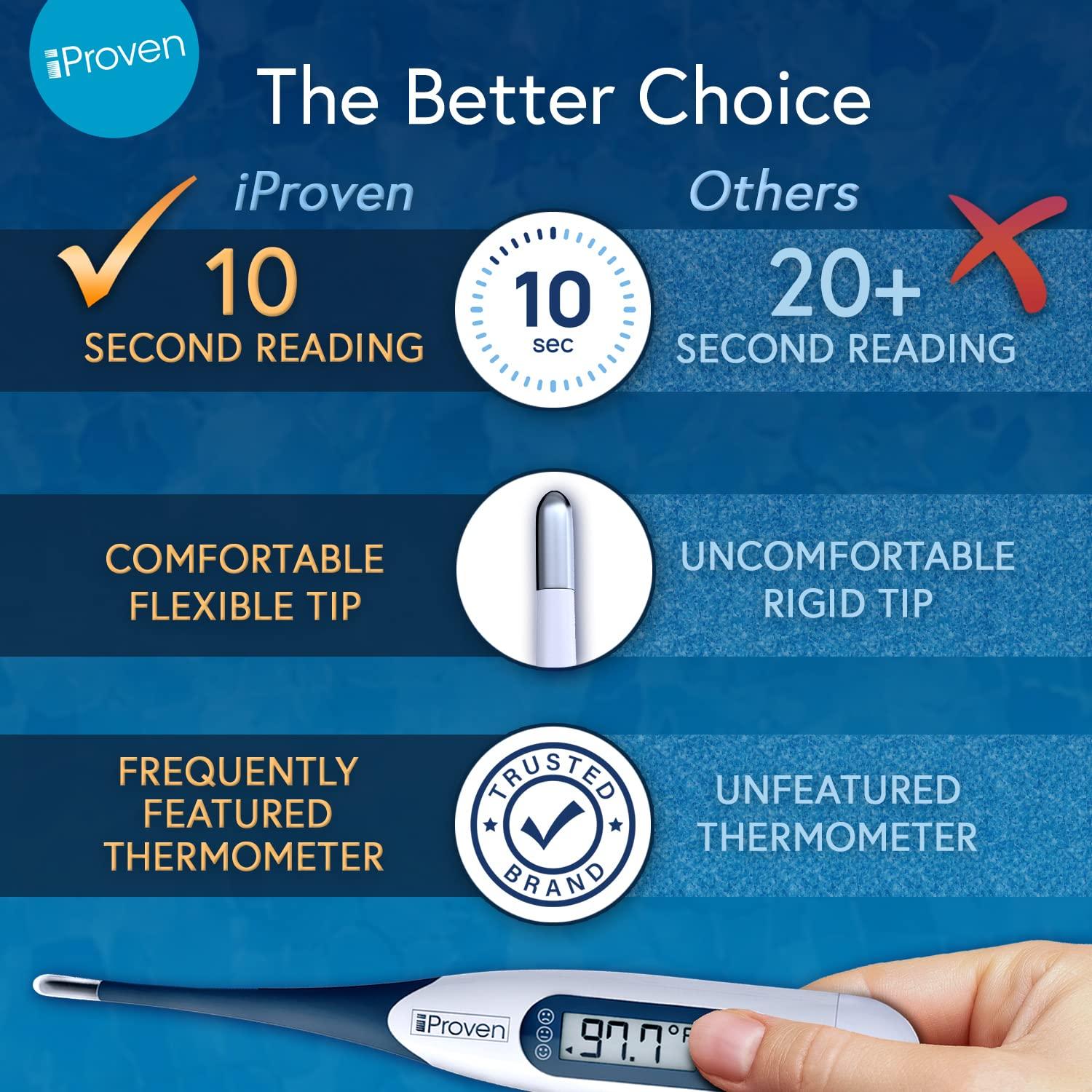 iProven Digital Thermometer for Whole Family Fast 10 Second Readings