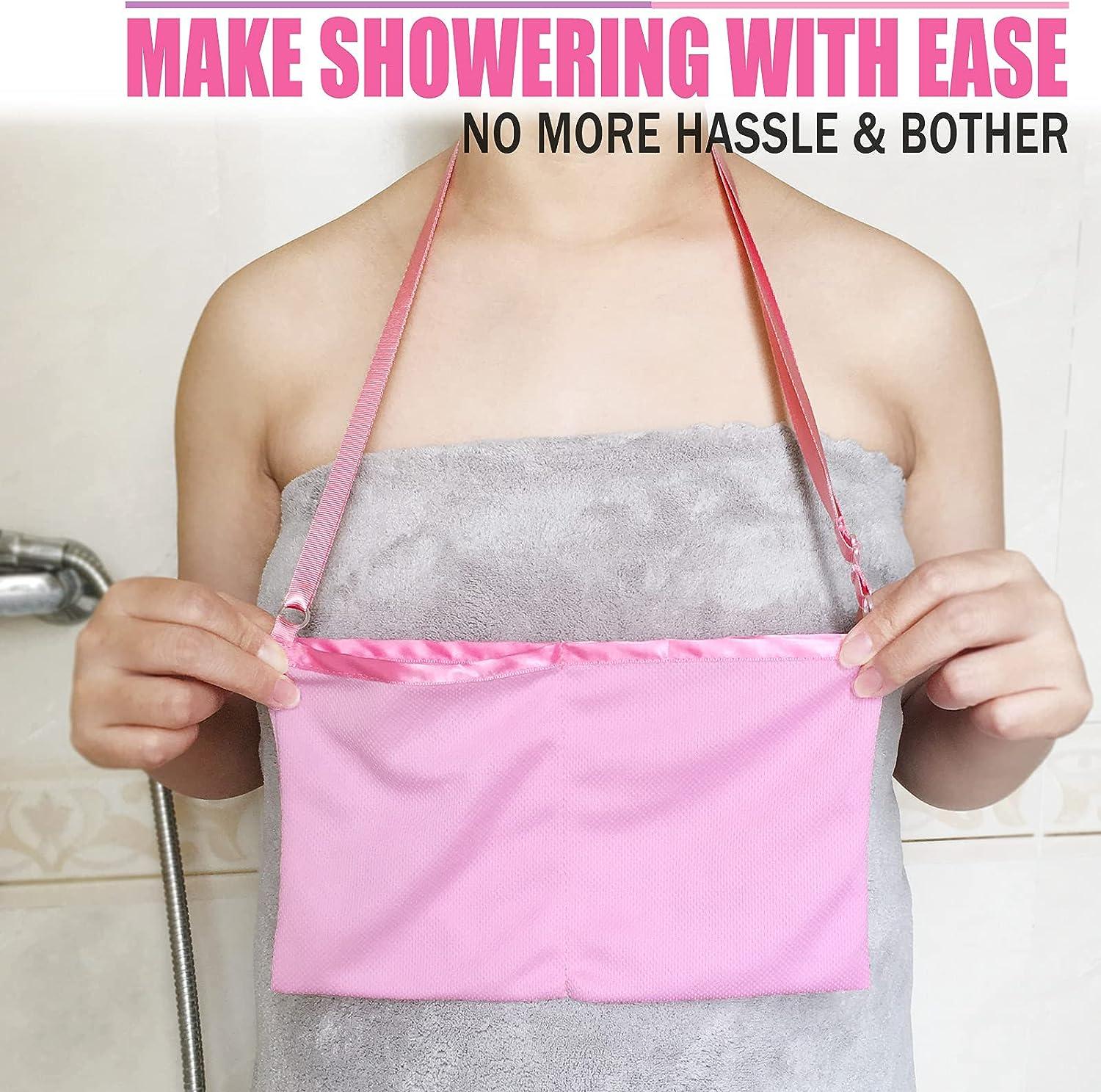 Quick Dry Mastectomy Drain Holder Pouch with Shower Bag, Tummy Tuck