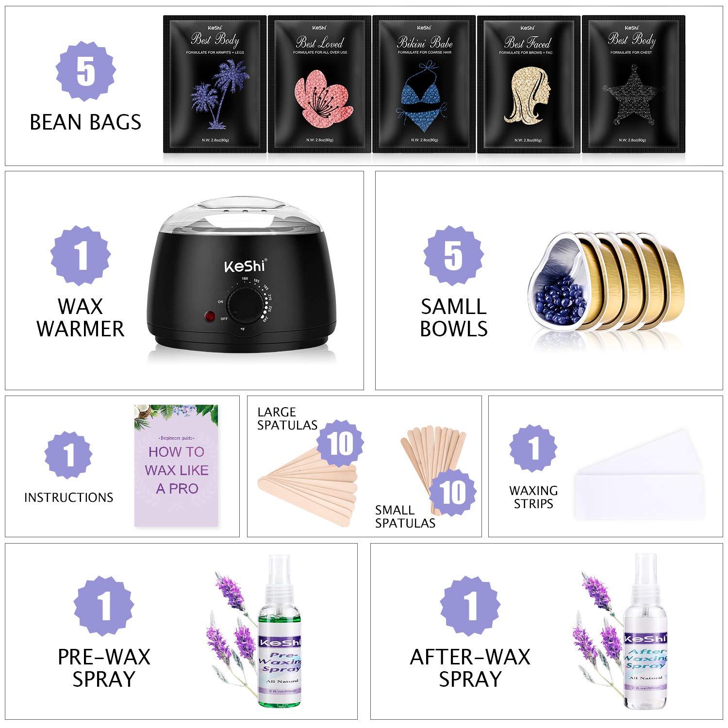KeShi Waxing Kit Painless Hair Removal with Wax Warmer & Hard Wax