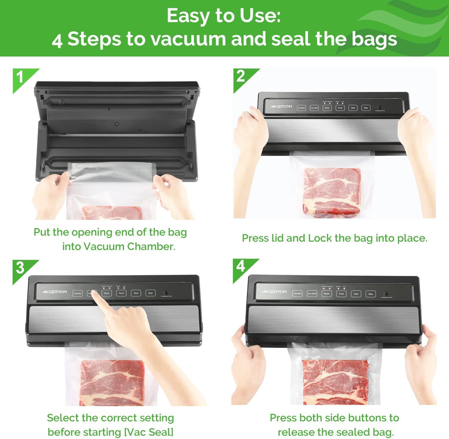 Geryon Vacuum Sealer Automatic Food Machine With Starter Bags & Roll for  Savers for sale online