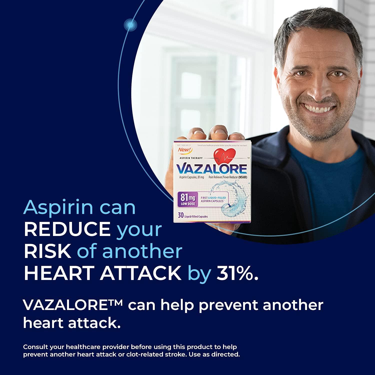 VAZALORE Aspirin 81mg for Adults Low Dose Aspirin Heart Therapy
