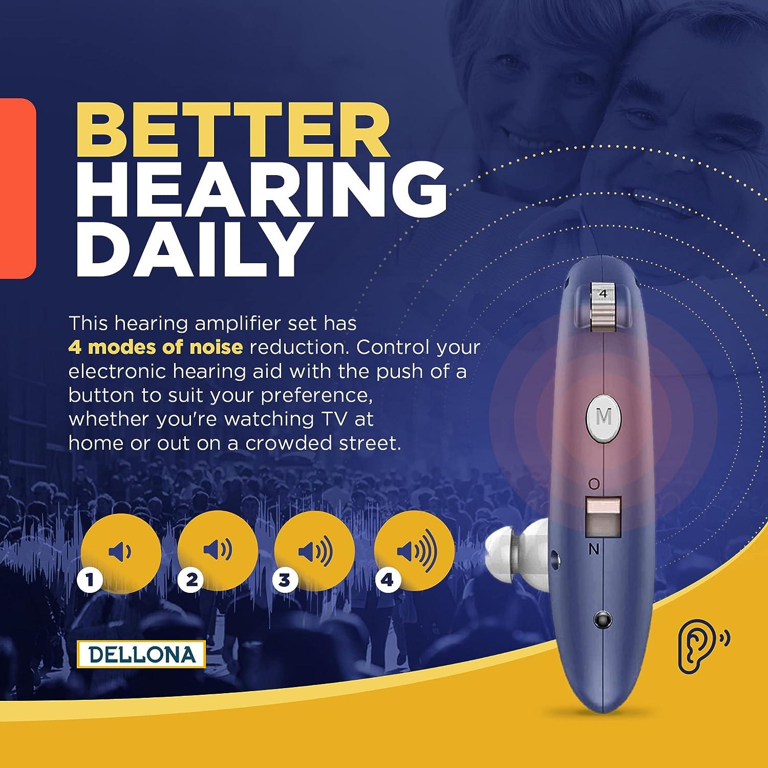 Dellona Rechargeable Hearing Aids for Seniors Severe Hearing Loss, Ear Hook Design, Noise