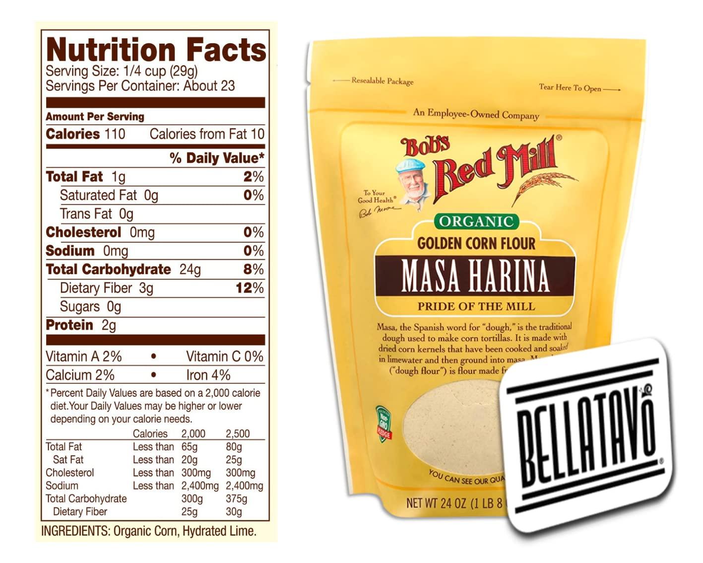 Organic Masa Harina Flour Bundle - 2x 24 oz Bags of Bobs Red Mill Corn ...