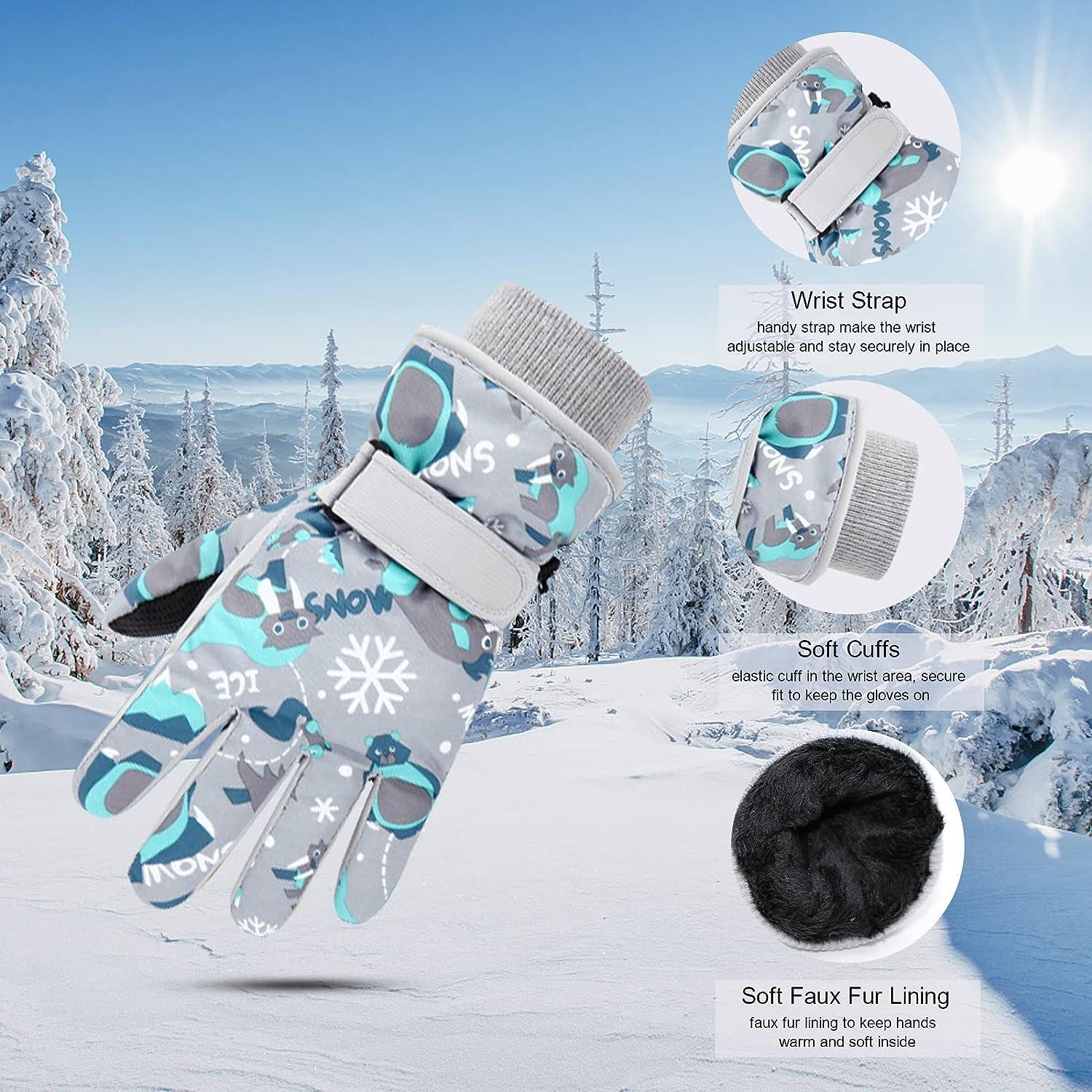 Caudblor Ski Gloves for Kids, Waterproof Winter Gloves for Boys Girls,  Insulated Youth Winter Gloves Age 7-12 Years Old, Warm Thick Ski Snowboard  Gloves for Children Outdoor Sledding Large Gray