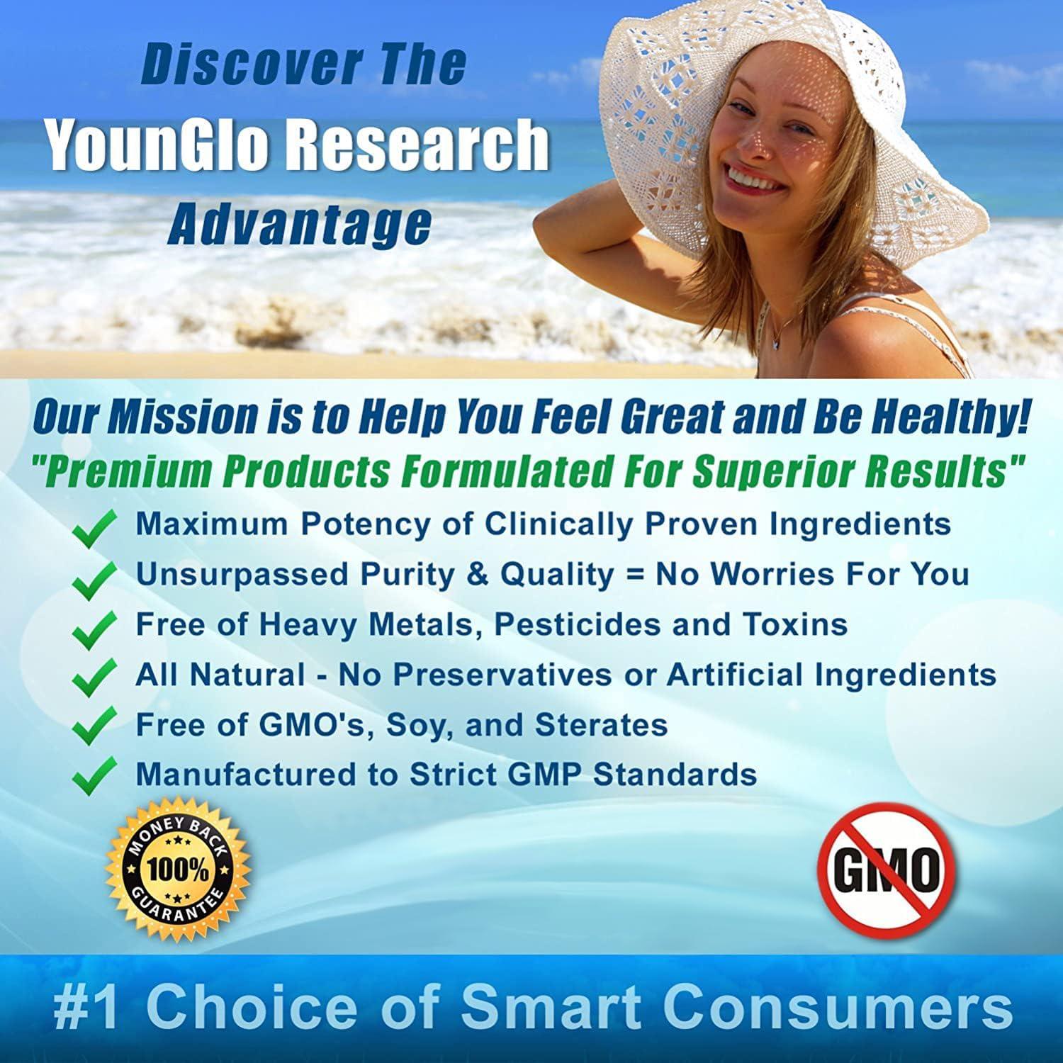 YounGlo Research Organic Extra Virgin Coconut Oil Softgels 1000mg - 180