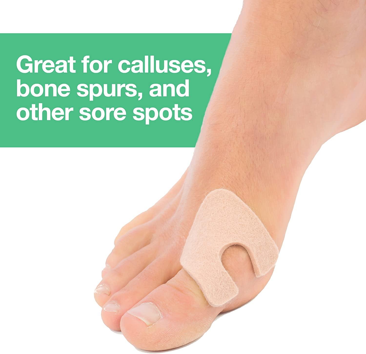 ZenToes UShaped Felt Callus Pads 24 Pack SelfStick Pedi Cushions to