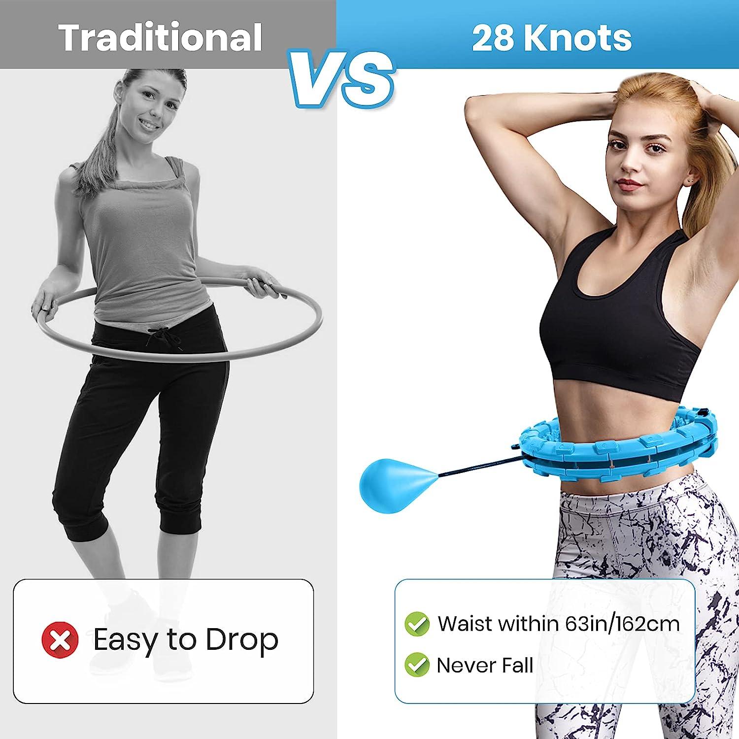 Weighted Hula Hoop Infinity Hoop for Adult Weight Loss,Fithoop with  Detachable Knots, Adjustable Smart Hula Hoops, 2 in 1 Abdomen Fitness  Message Non Fall Auto Spinning Ball Hoops Women Men Beginner S-blue