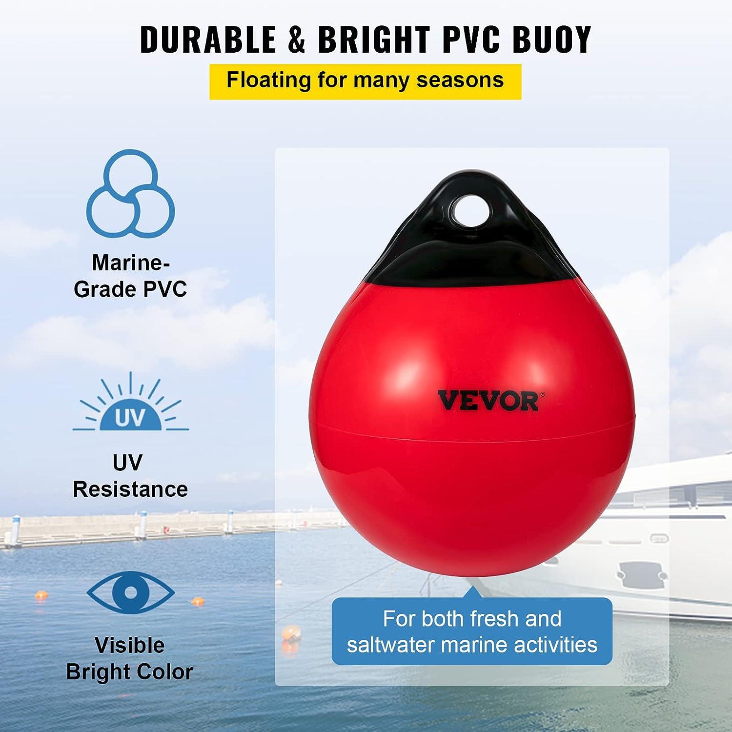 VEVOR Boat Buoy Balls, 15 Diameter Inflatable Heavy-Duty Marine-Grade PVC Marker  Buoys, Round Boat Mooring Buoys, Anchoring, Rafting, Marking, Fishing, Red