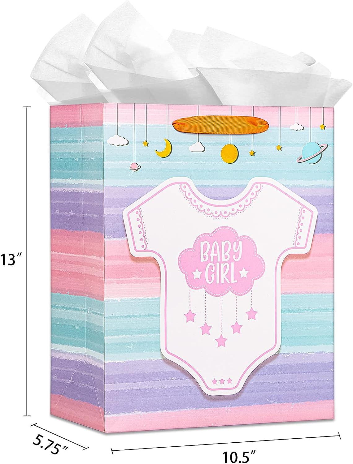 WhatSign Baby Shower Bags for Girls 13 Large Baby Girl Gift Bags with  Tissue Paper New Baby Girls Paper Gifts Bags with Handles Baby Shower Party  Favors for Guests Newborn Baby Girls