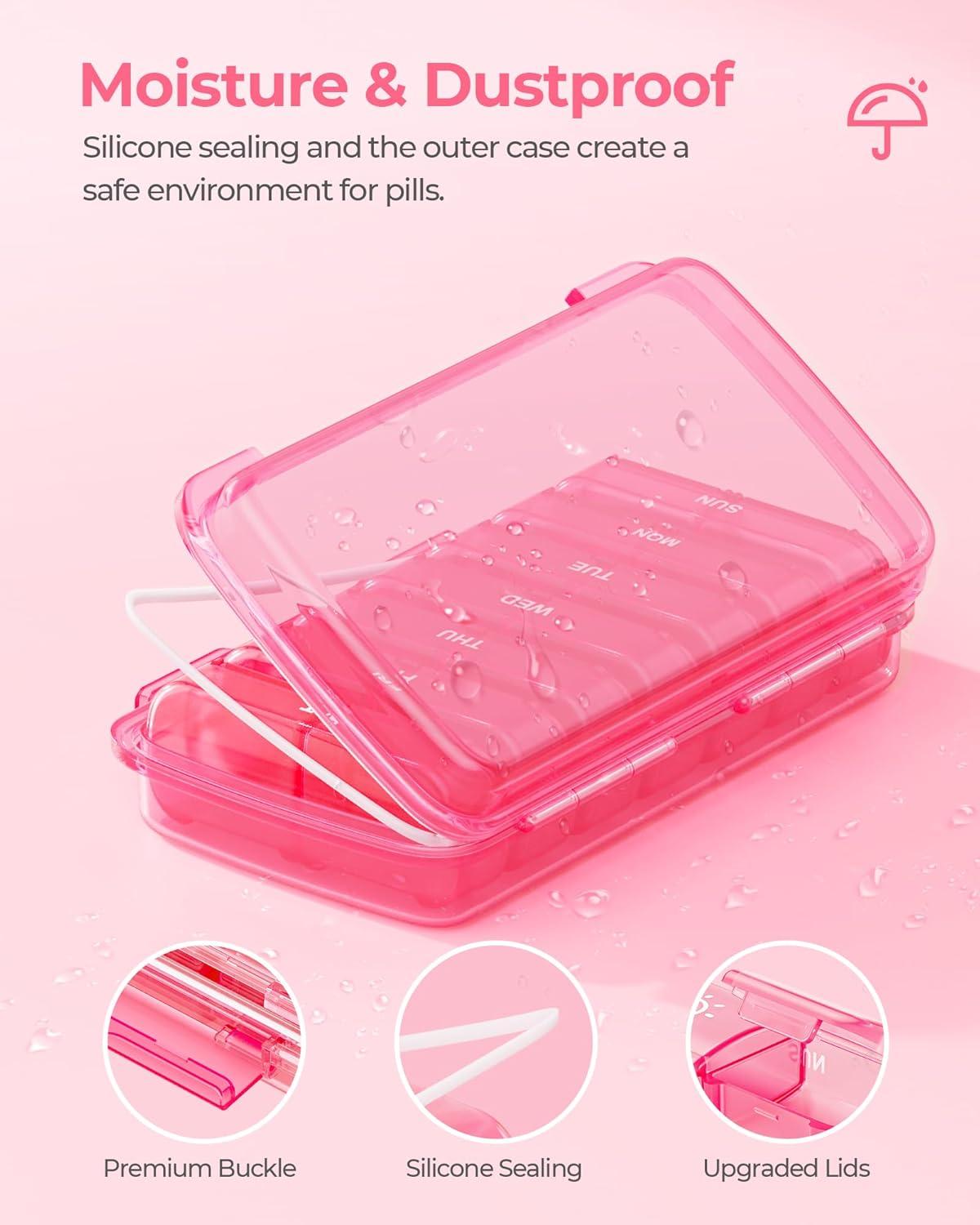 FYY Daily Pill Organizer,2 Pcs 7 Compartments Portable Pill Case Travel,Folding Design Pill Box For Purse Pocket To Hold Vitamins,Cod Liver - View #7