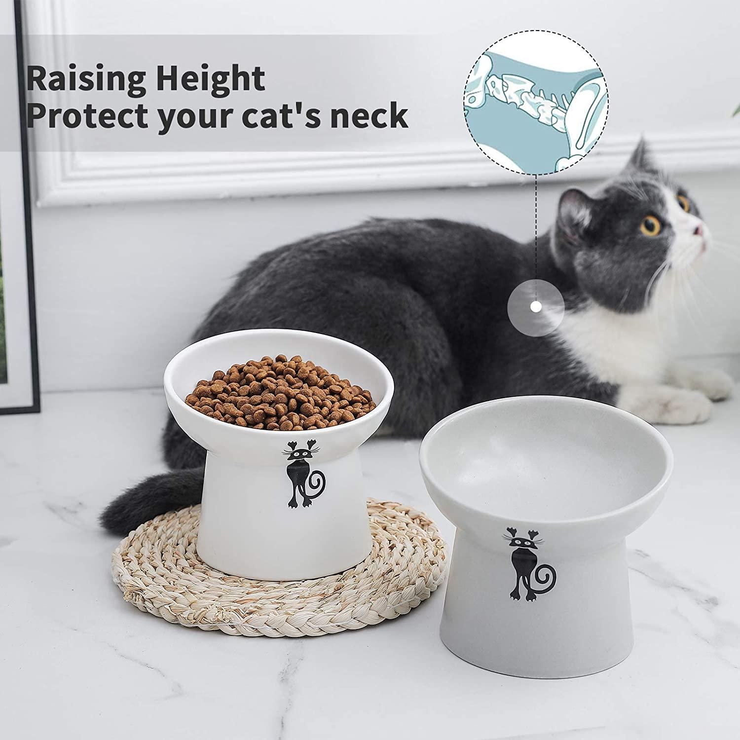 Raised Cat Bowls Cute Tilted Elevated Cat Food and Water Bowls Pet Feeder  Dishes Protect Pet Spine for Small, Medium Cats and Dogs Feeding Supplies