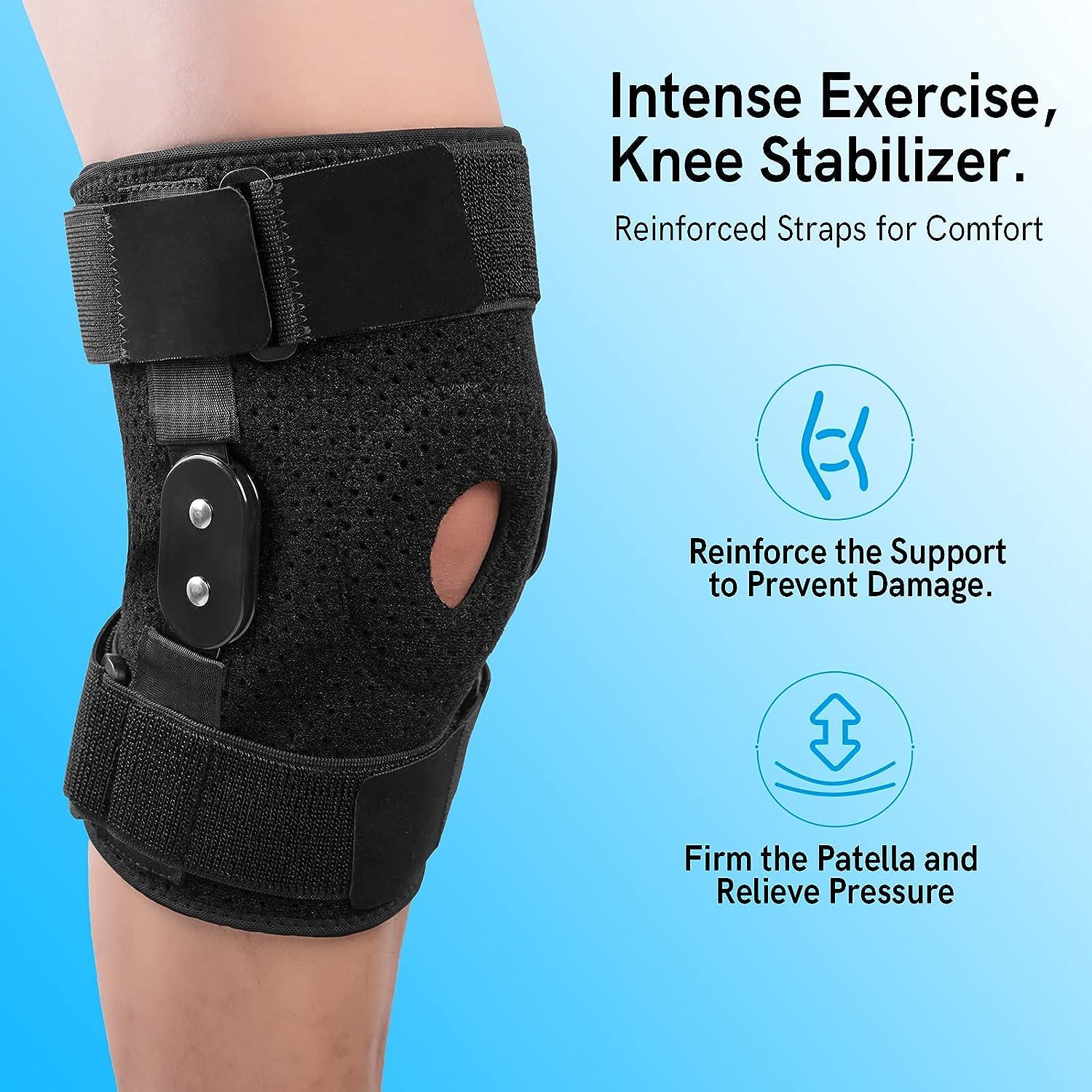 Hinged Knee Brace Adjustable Knee Support Wrap for Men&Women Pain Relief  Swelling and Inflammation Patellar Tendon Support Sleeve for Helping  Relieve Strains Sprains ACL and MCL Injuries Large BLACK