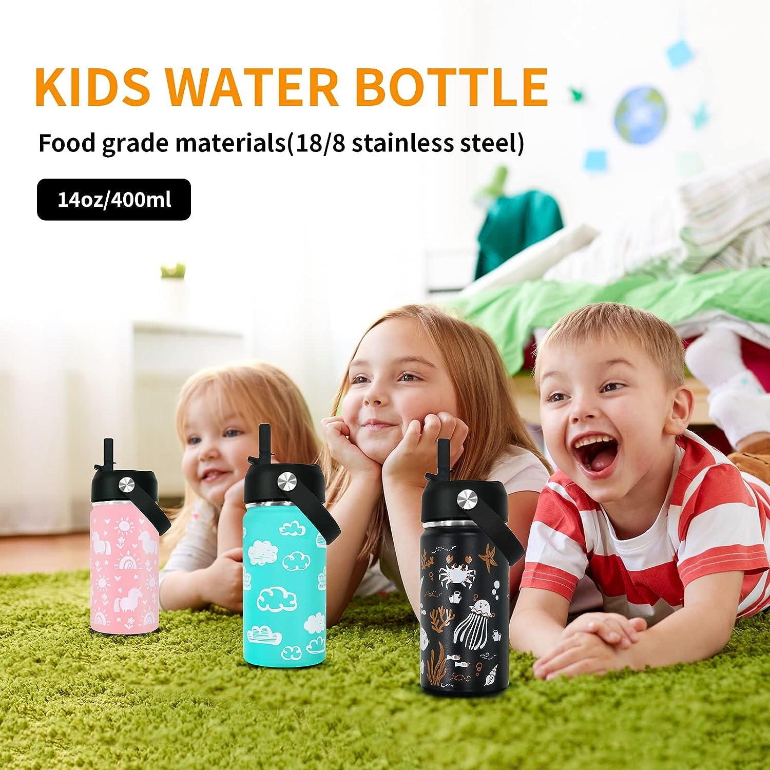 mountop Straw Lid Compatible mountop 14oz Kids Water Bottle, Top  Replacement Lid with 2 Straws