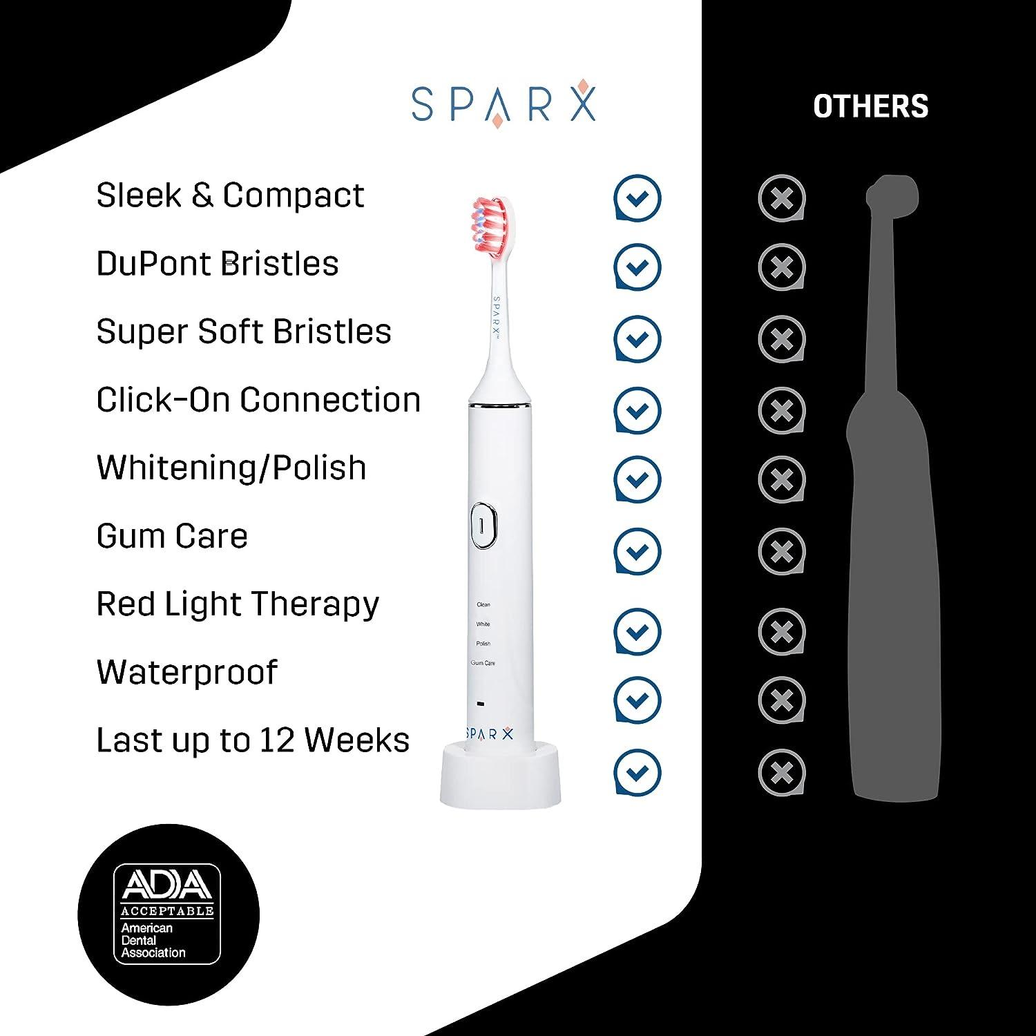 Sparx Toothbrush Replacement Heads Brush Heads with Red Light Therapy