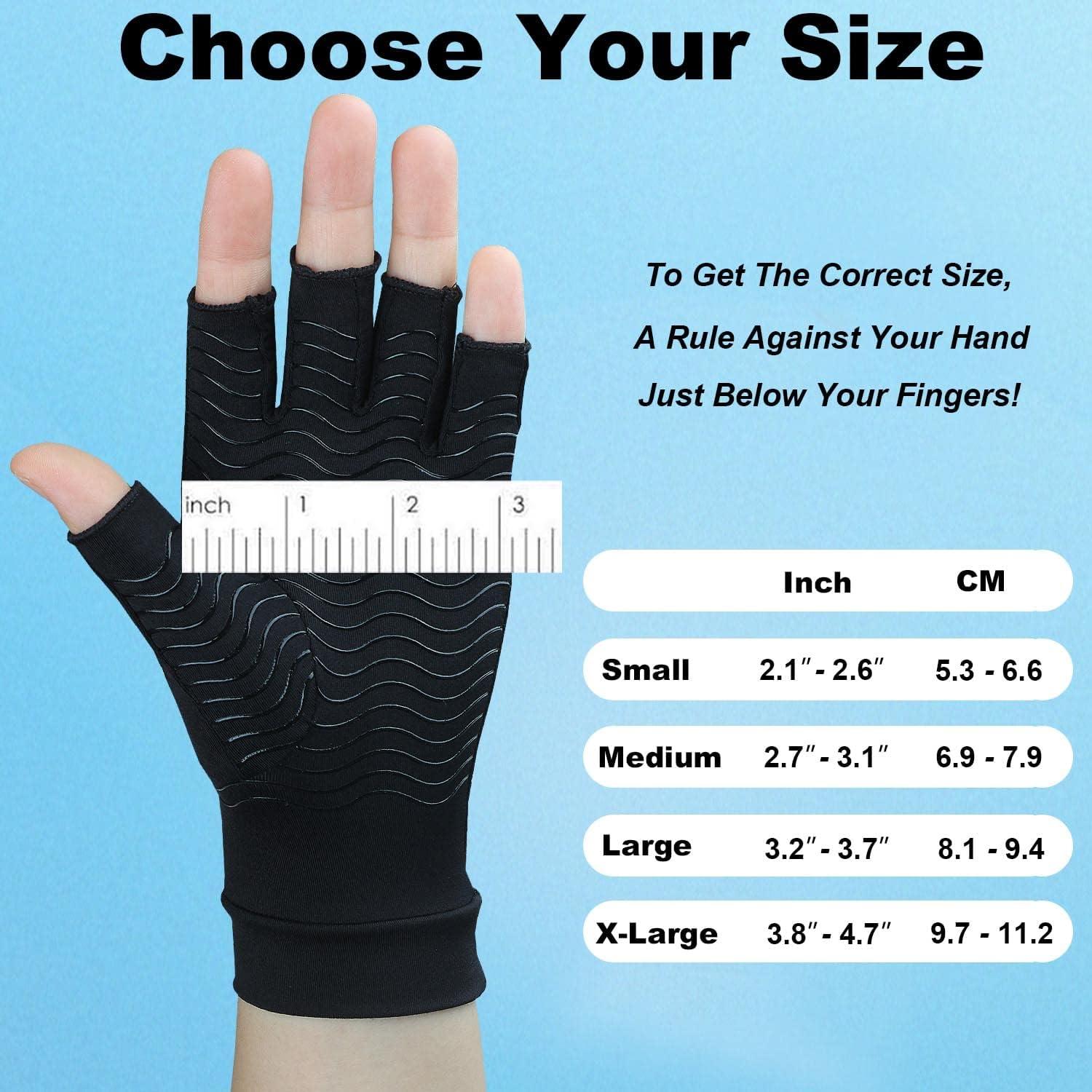 Crowye 8 Pairs Arthritis Compression Gloves Relieve Muscle Pain Fingerless Gloves