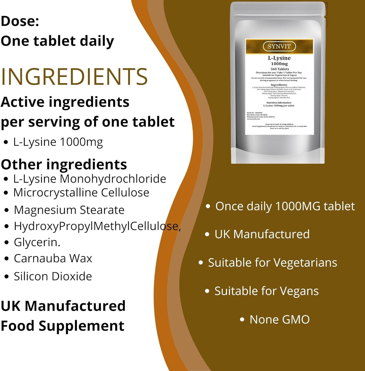 Nature's Bounty L-Lysine, 1000mg, 180 Tablets (3 X 60