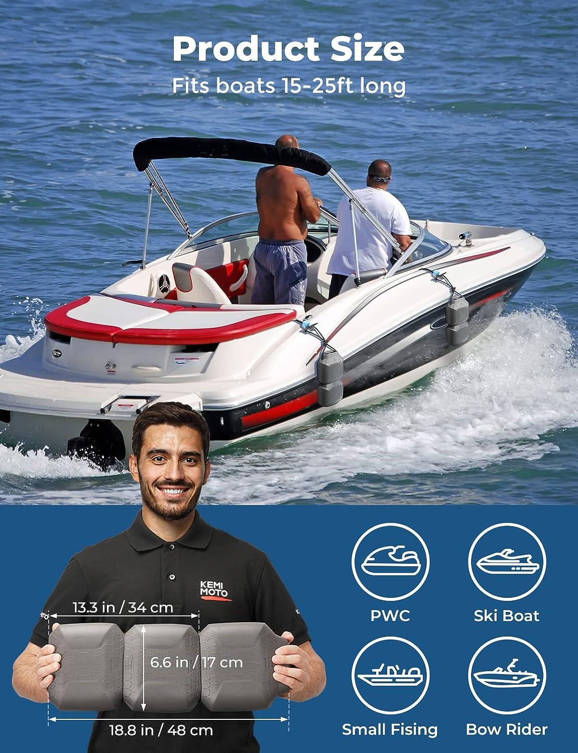 kemimoto Boat Fenders, Boat Bumpers for Docking with Rope, Upgraded