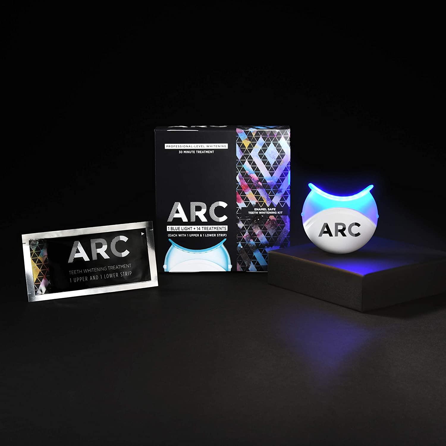 ARC Teeth Whitening Strip Kit with Blue Light, 28 Strips (14 Count Pack)