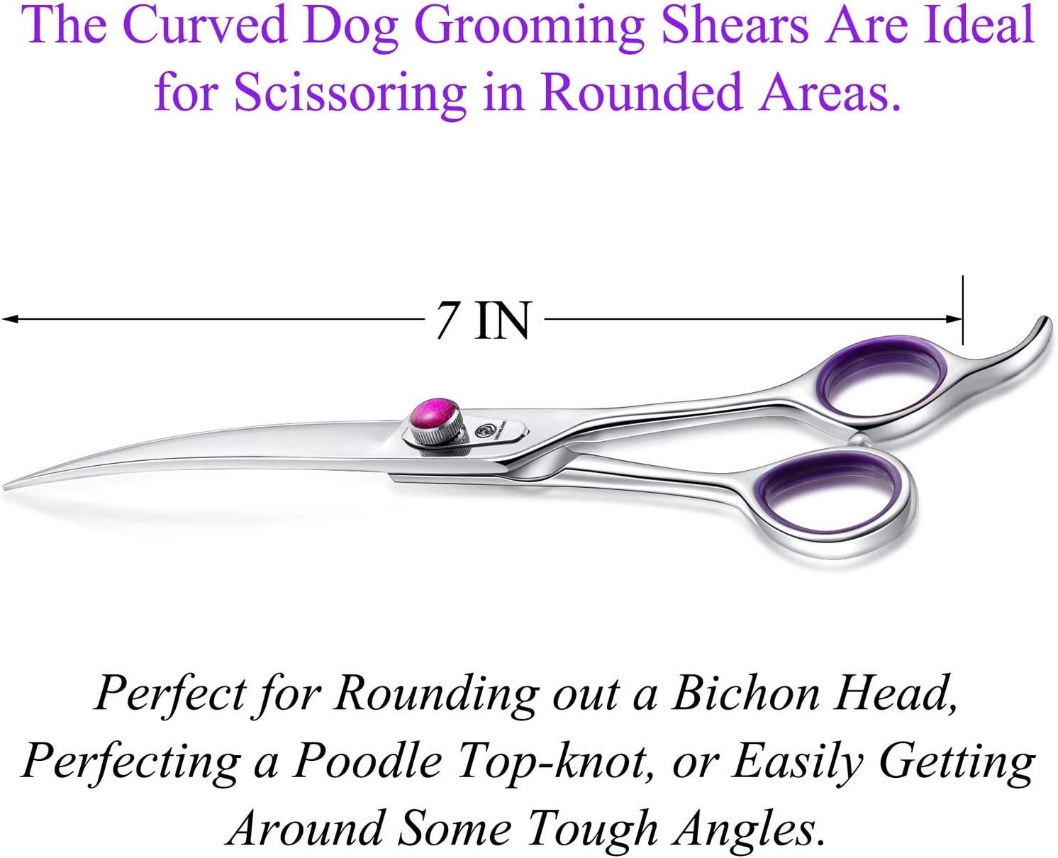 Dog Grooming Scissors Shears Professional Straight, Curved Hair Cutting
