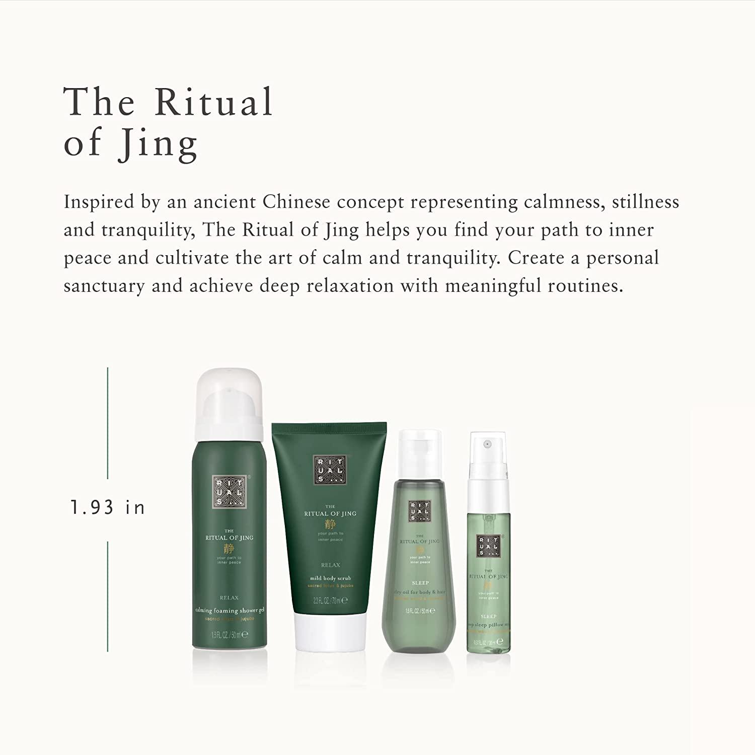 RITUALS Jing Calming Gift Set - Foaming Shower Gel, Body Scrub, Dry Body  Oil & Sleep Pillow Mist with Sacred Lotus & Jujube - Small