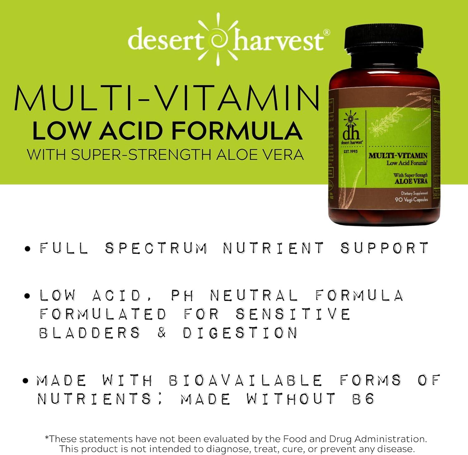Desert Harvest LowAcid MultiVitamin Supplement B6Free pH Balanced