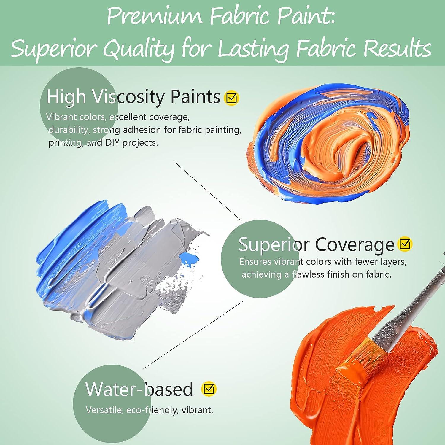 COLORFUL Fabric Paint Set for Clothes with 6 Brushes 1 Palette 12