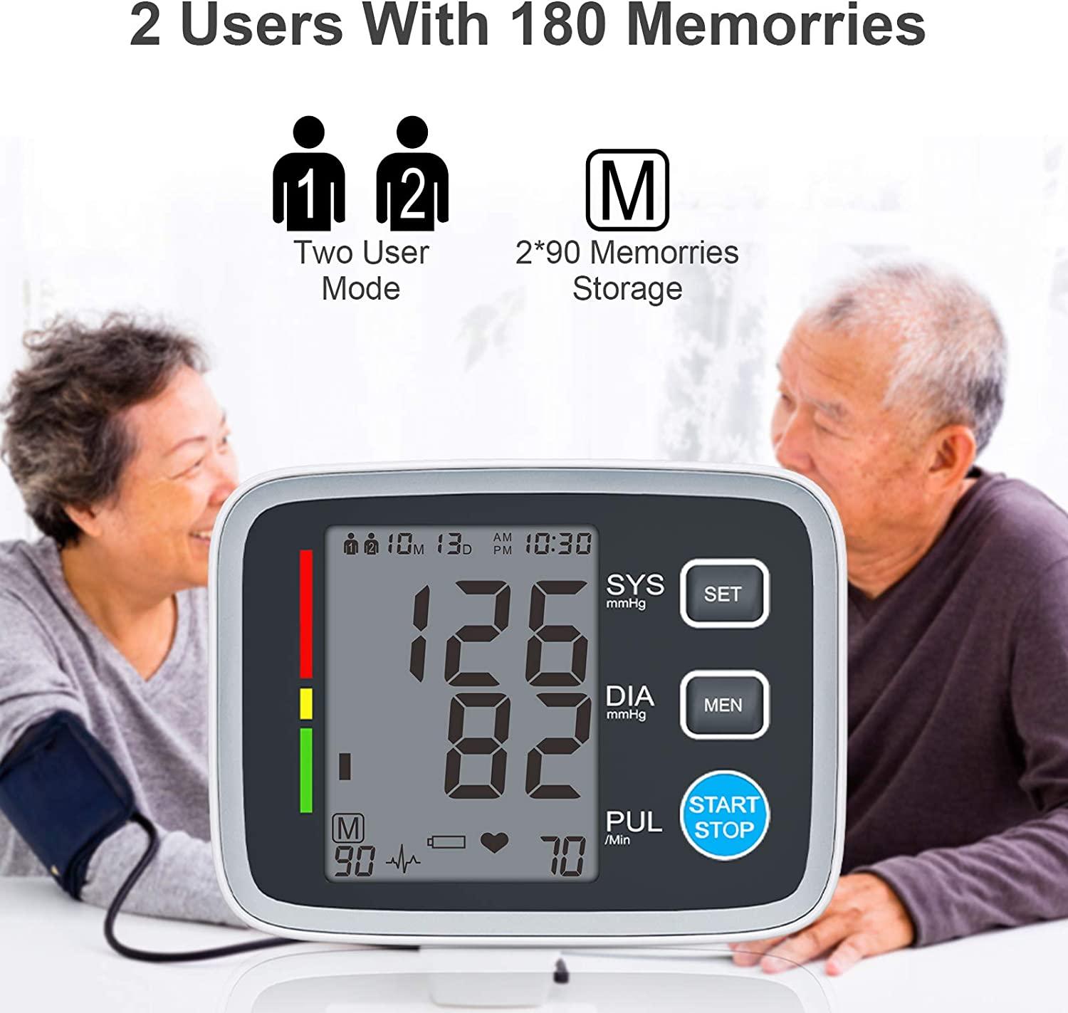 ALPHAGOMED Accurate Blood Pressure Monitor for Upper arm Adjustable BP Cuff  (21 inch Cuff Long)for Home Use Automatic Upper Arm Digital Machine 180  Sets Memory Includes Batteries and Carrying Case Standard