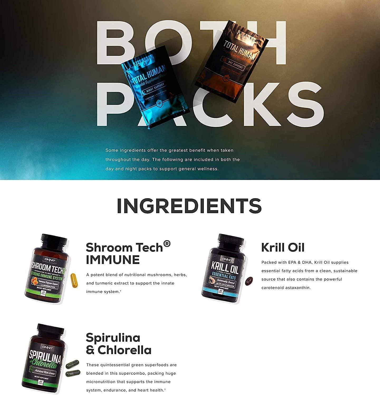 ONNIT Total Human Day and Night Vitamin Packs for Men and Women Adult