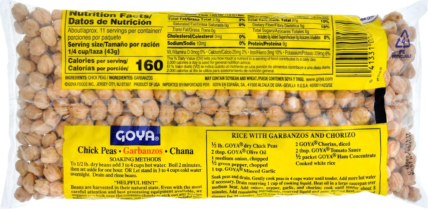 Goya Chick Peas Garbanzo Beans Dry 1lb Premium Quality, Versatile
