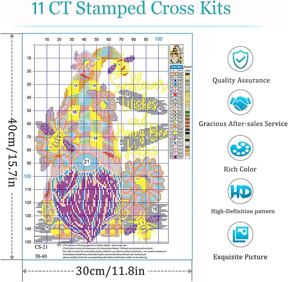  Stamped Cross Stitch Kits for Adults Beginner-Counted