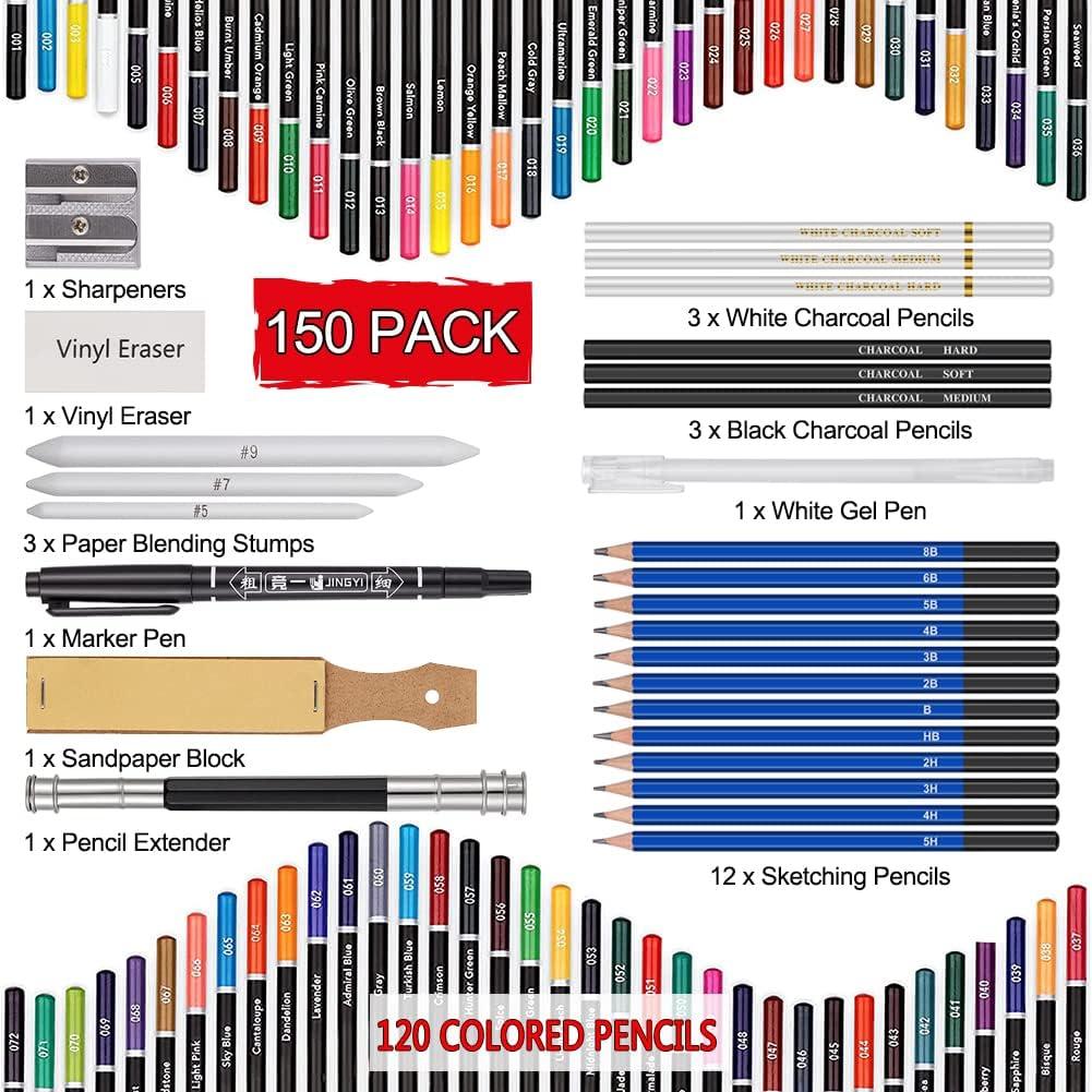 120 Colouring Pencils Zip-Up Set Perfect for Drawing, Sketching, Shading 