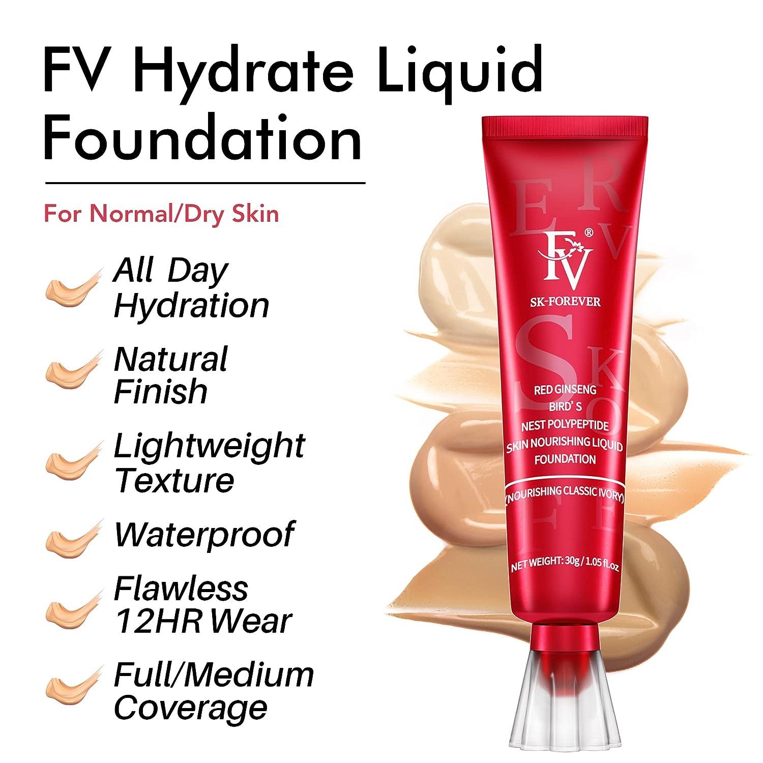 Dewy Liquid Foundation Makeup, Oil Control Waterproof Long Lasting Face  Makeup for Normal & Dry Skin, Lightweight Medium Coverage, Vegan 
