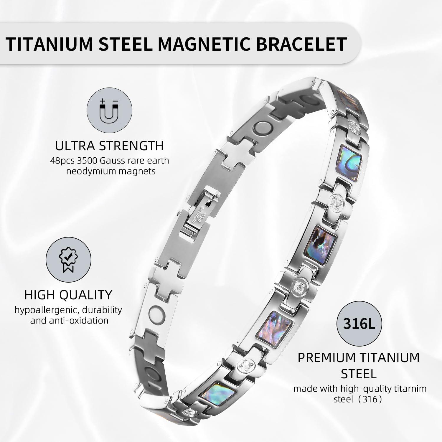 MagEnergy Titanium Steel Magnetic Bracelet for Women Adjustable