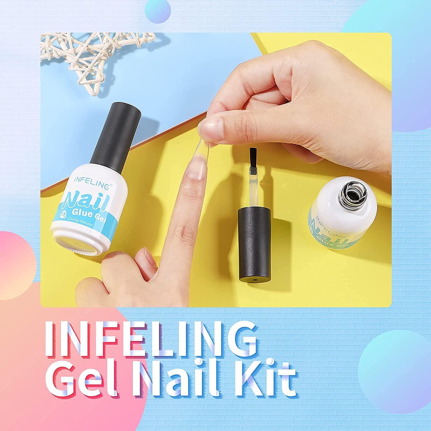 Nail Tips and Glue Gel Kit 4 in 1 Gel Nail Kit 15ML Nail Glue for
