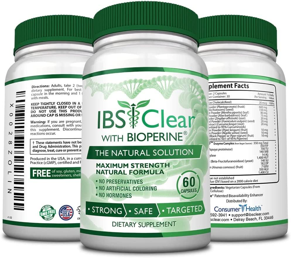 Ibs Clear Natural Relief with Vitamin D, Psyllium Husk, Fennel 60