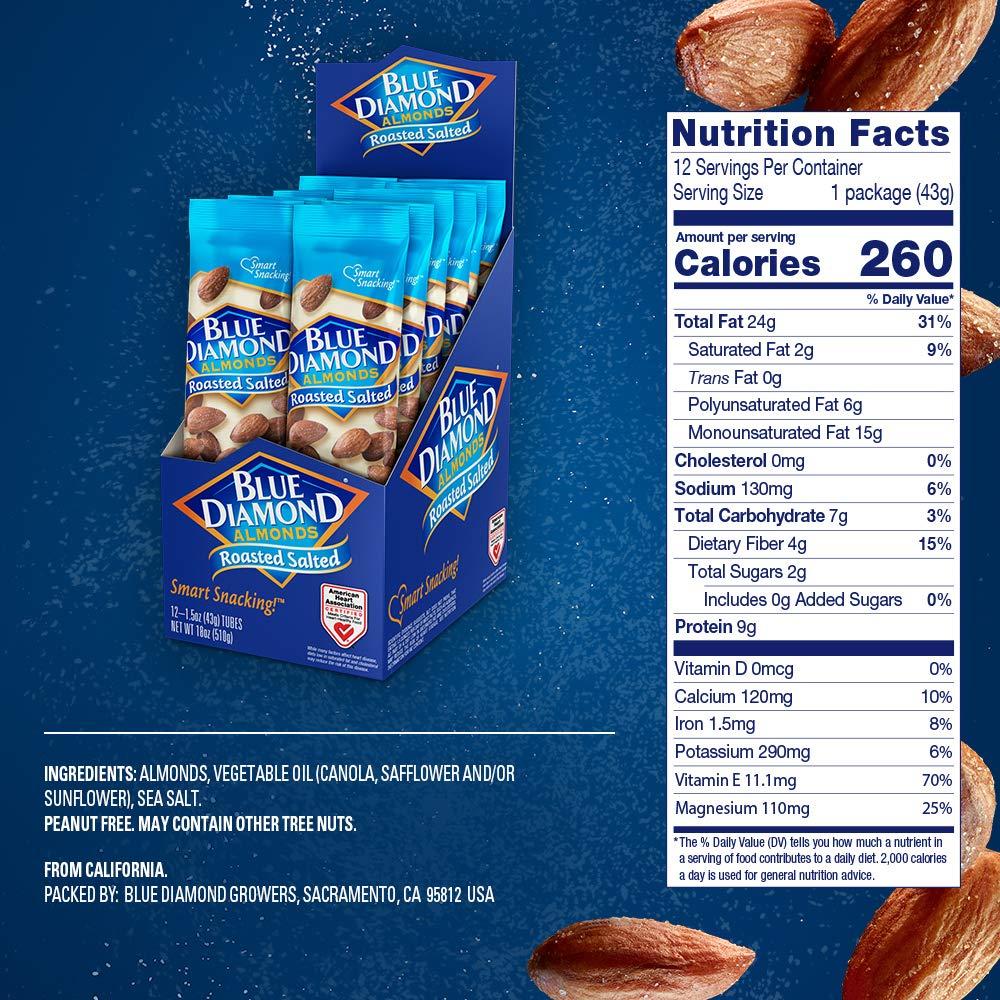 Blue Diamond Almonds, Roasted Salted, 1.5 Ounce (Pack of 12)